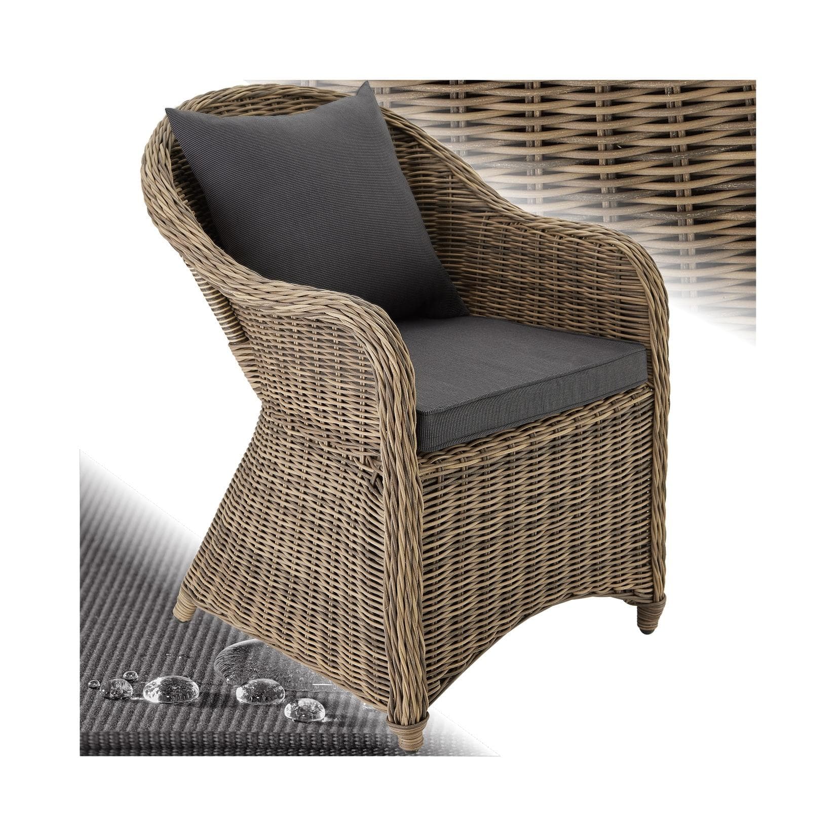 TecTake Rattansessel Polyrattan Aluminiumgestell