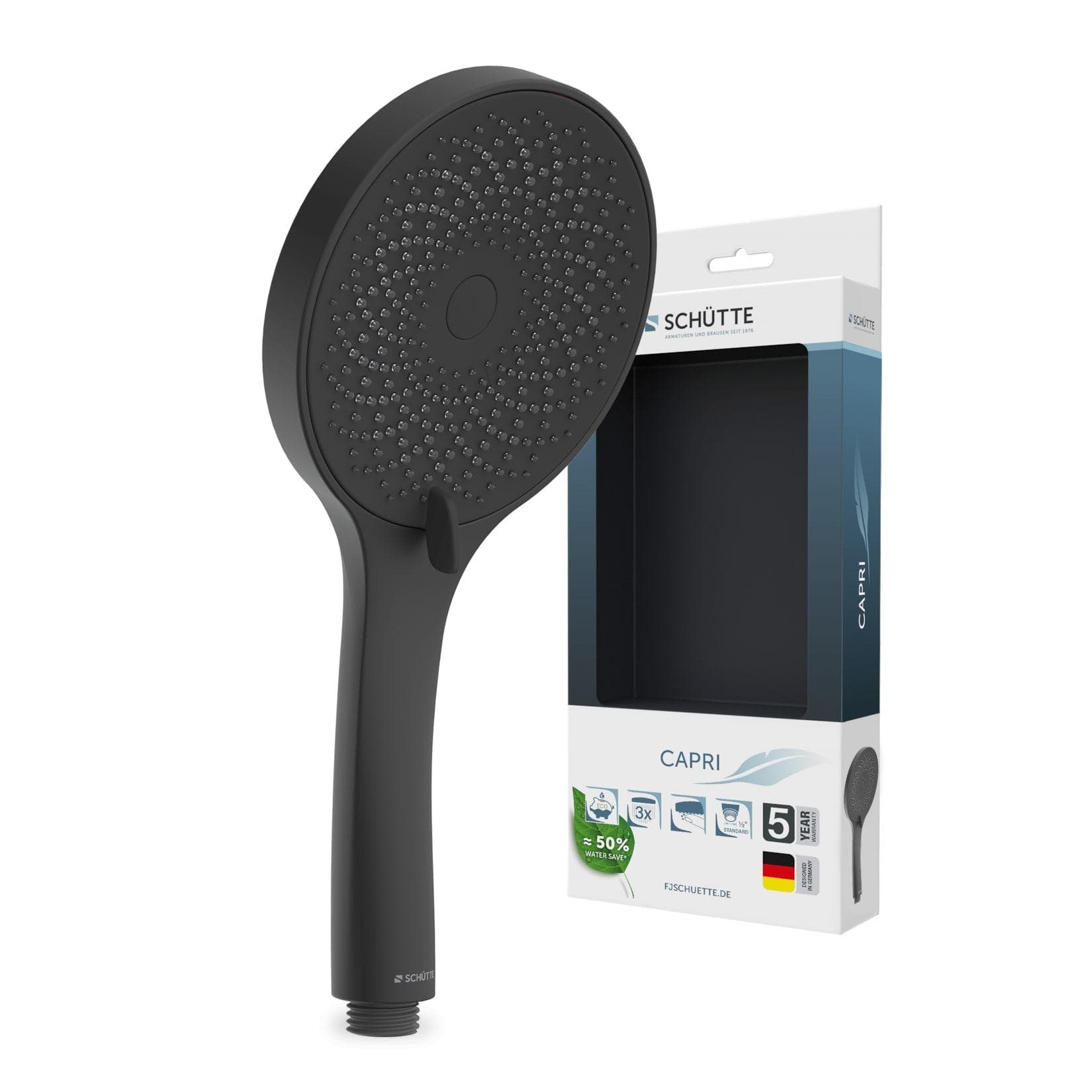 Schütte Handbrause CAPRI, Duschbrause 3-fach verstellbar Samtstrahl-Technologie
