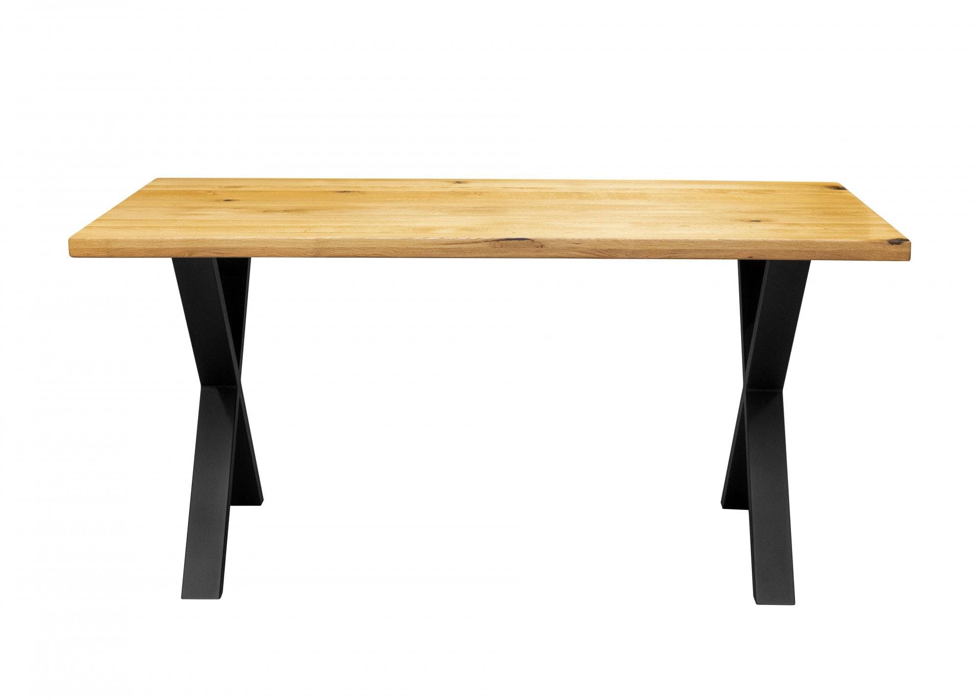 Massivholztisch Eiche mit pulverbeschichteten Metallbeinen