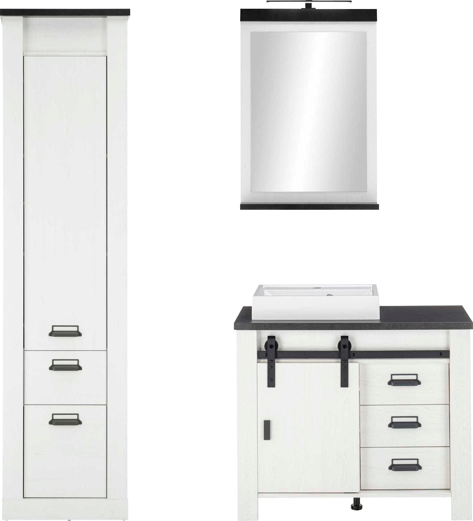 Modernes Badmöbel-Set aus Holzwerkstoff und Metall