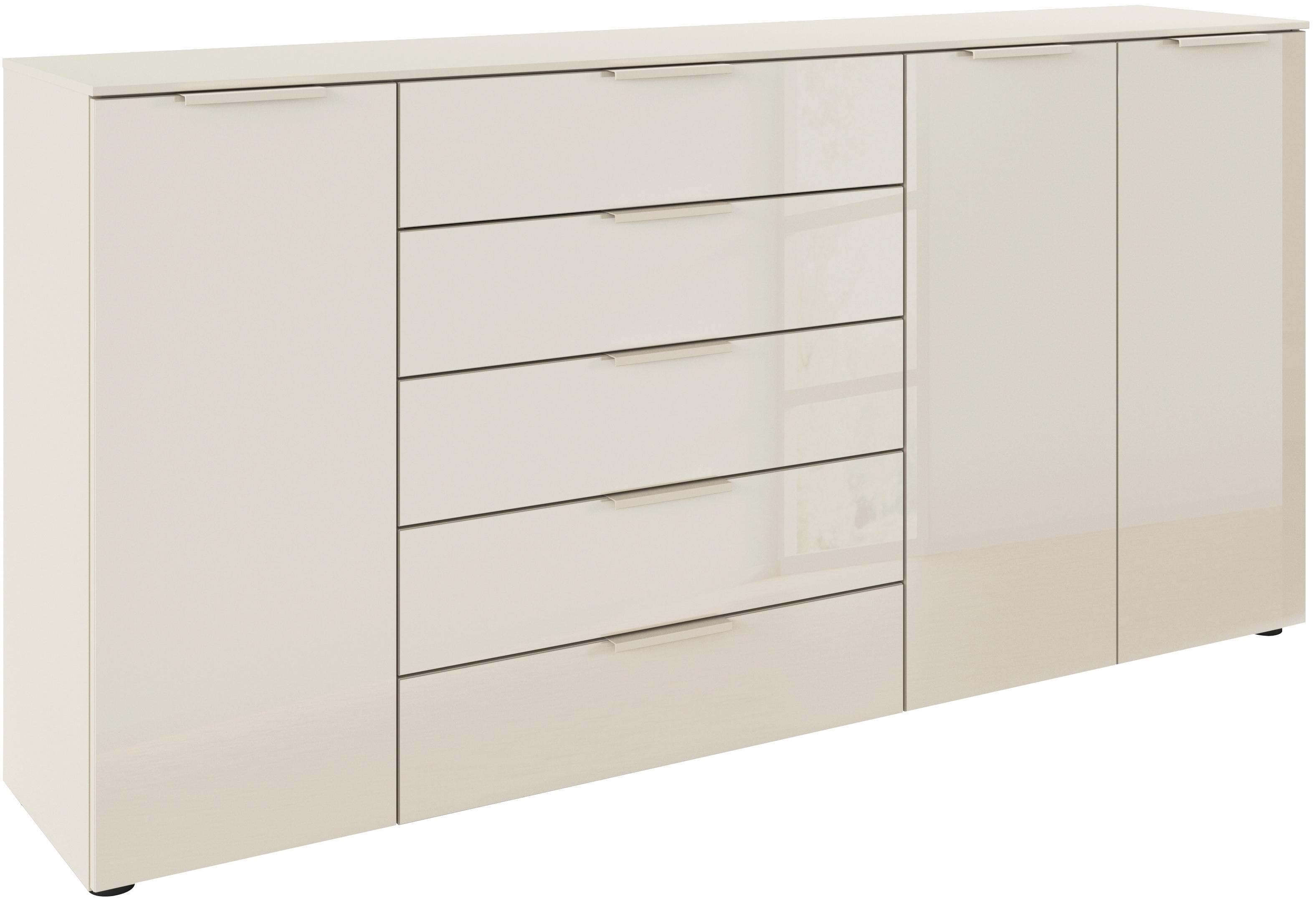 RAUCH FLIPP Kombikommode Beige mit Glasfront und Soft-Close