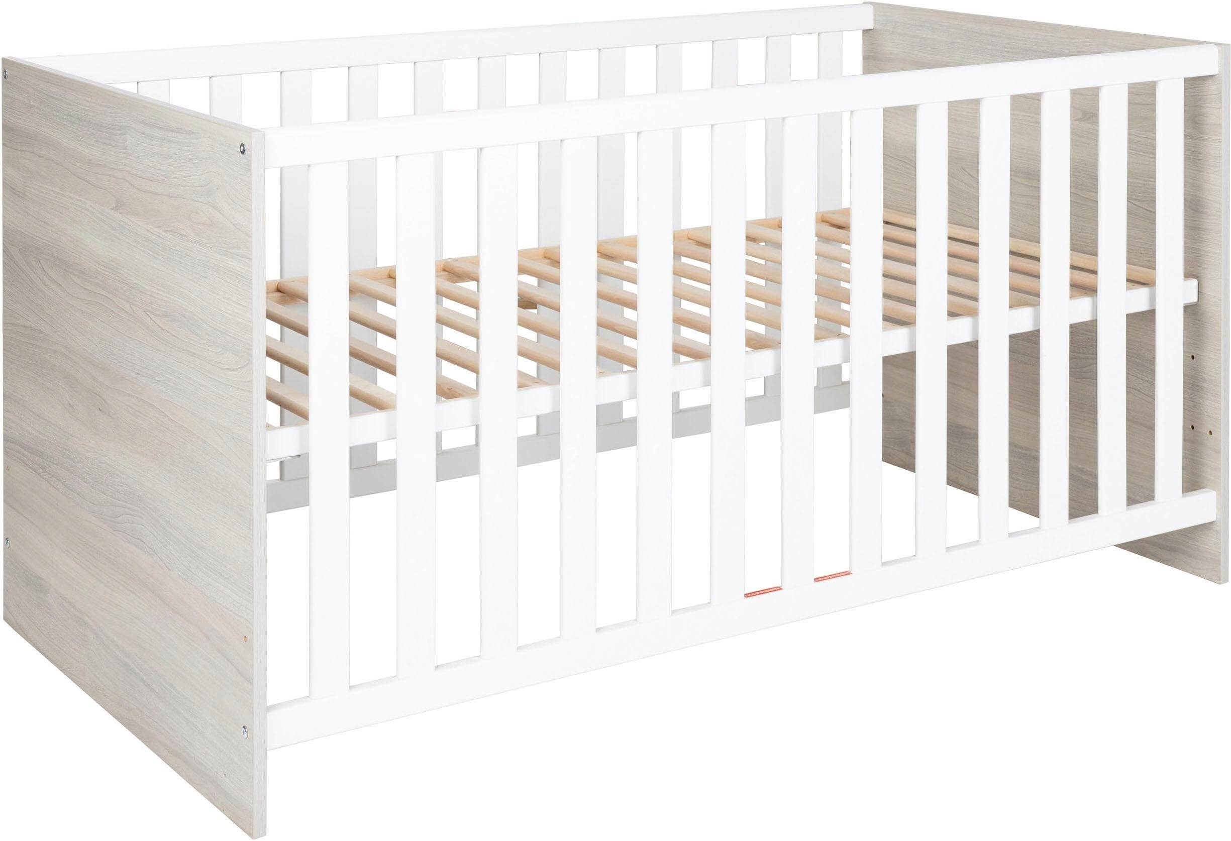 HOME AFFAIRE Babybett Geert Grau Ulme Silber mit Flachgitter