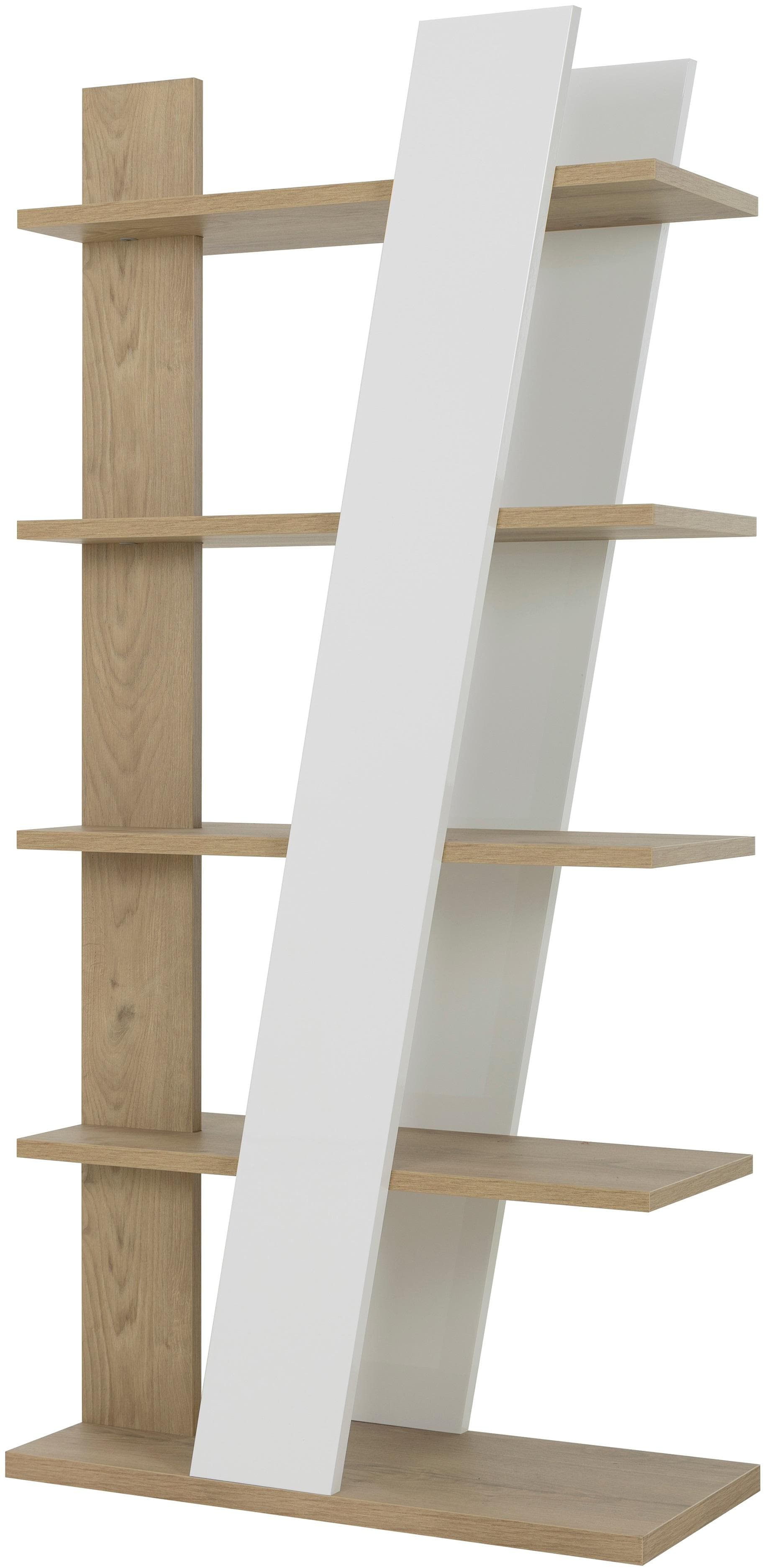 Bücherregal GAMI Eiche Nachbildung Weiß Lackiert 90x187x40 cm Spanplatte