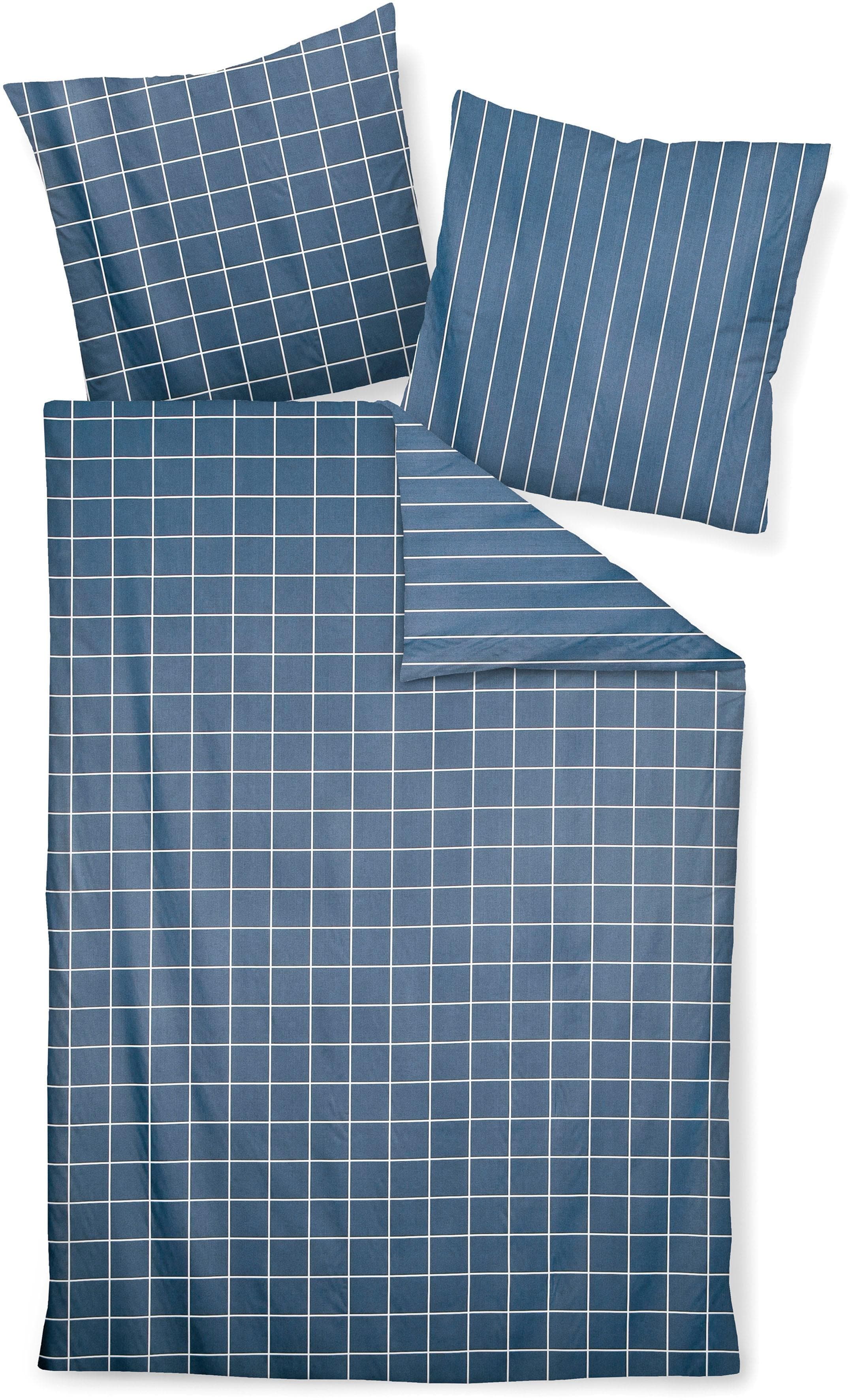 Janine Wendebettwäsche Mako-Satin Atlantik Blau 135x200cm