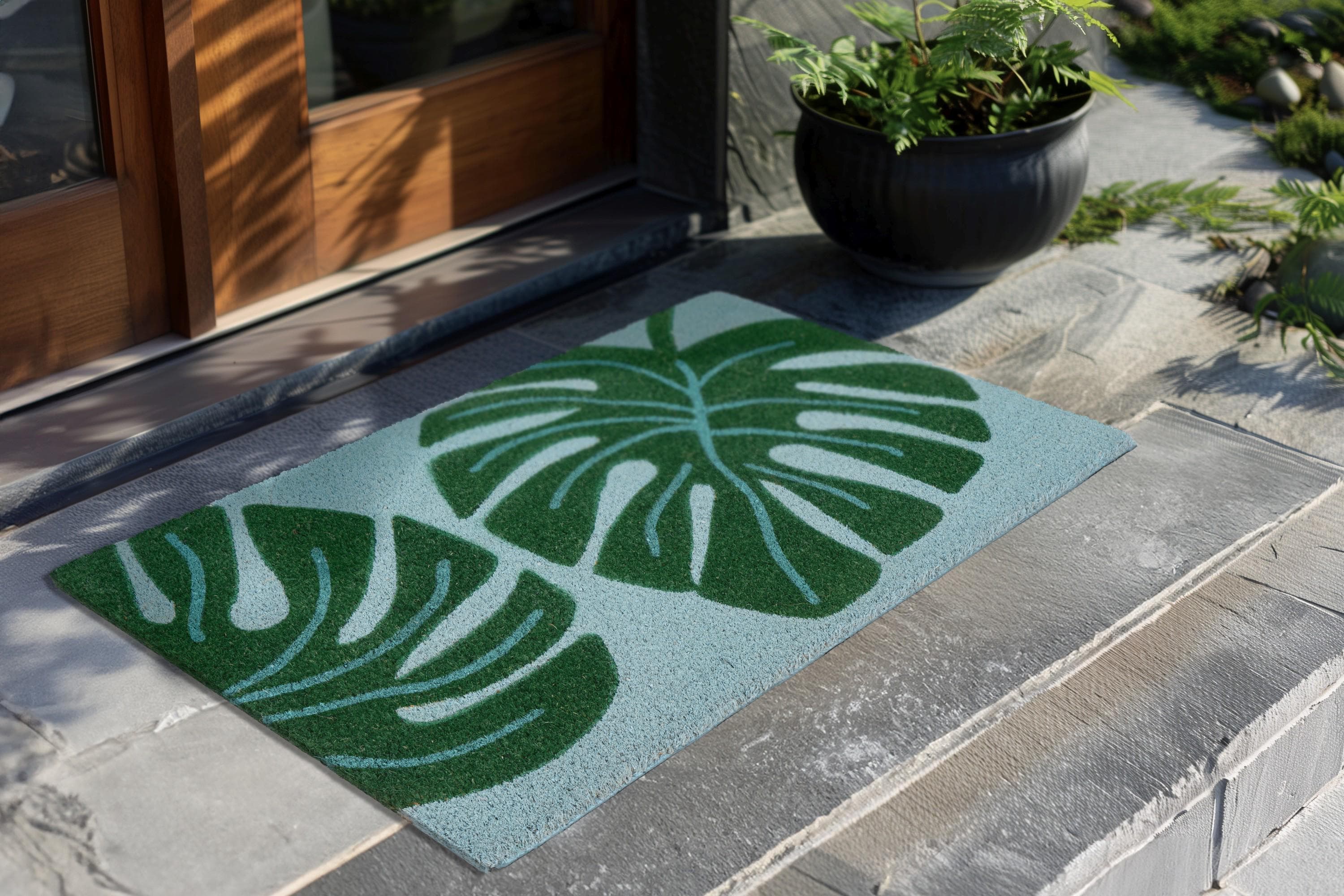 Kayoom Fußmatte Family 225 Grün-Blau Kokos