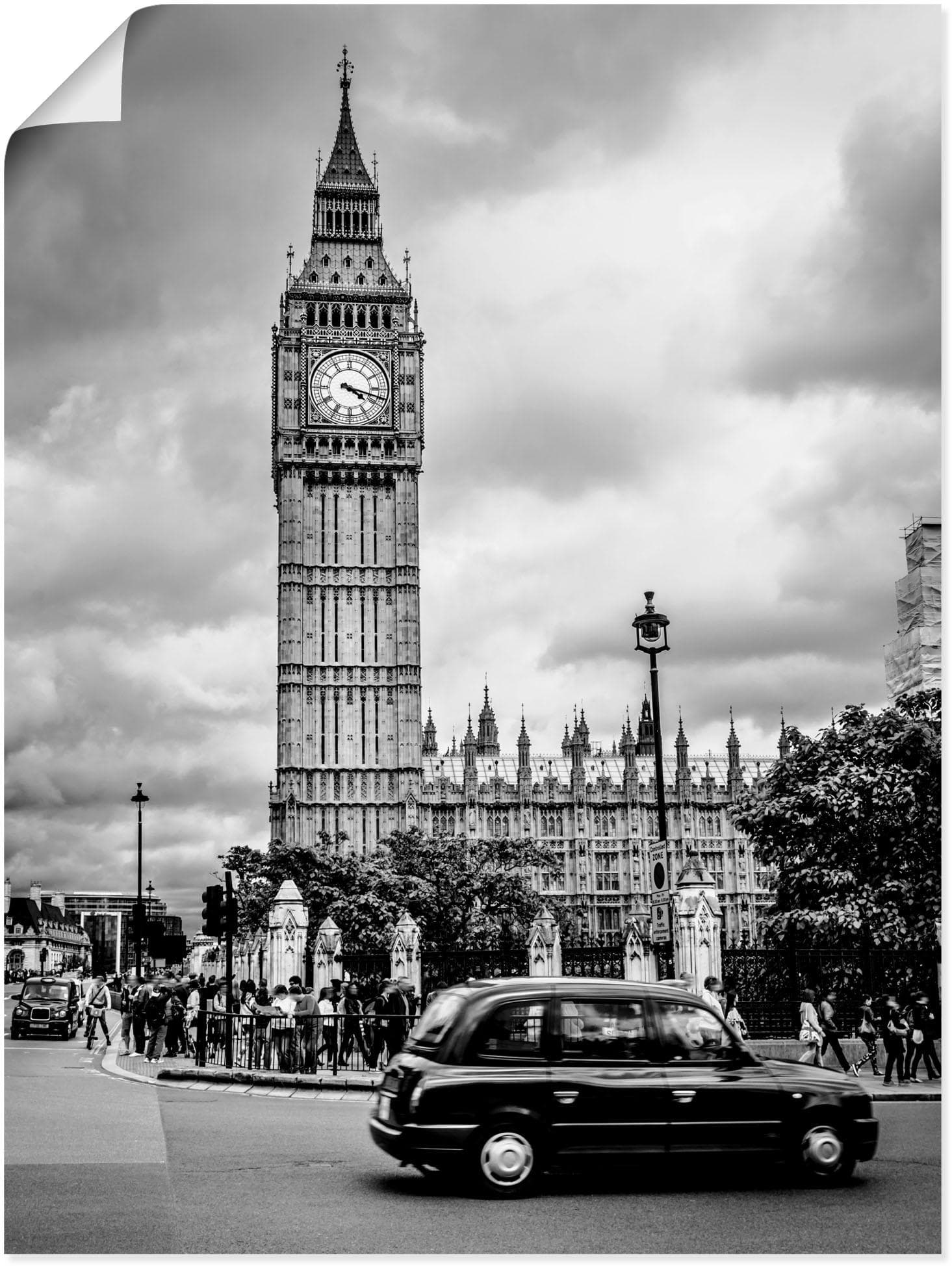 Poster ARTLAND London Taxi und Big Ben Schwarz