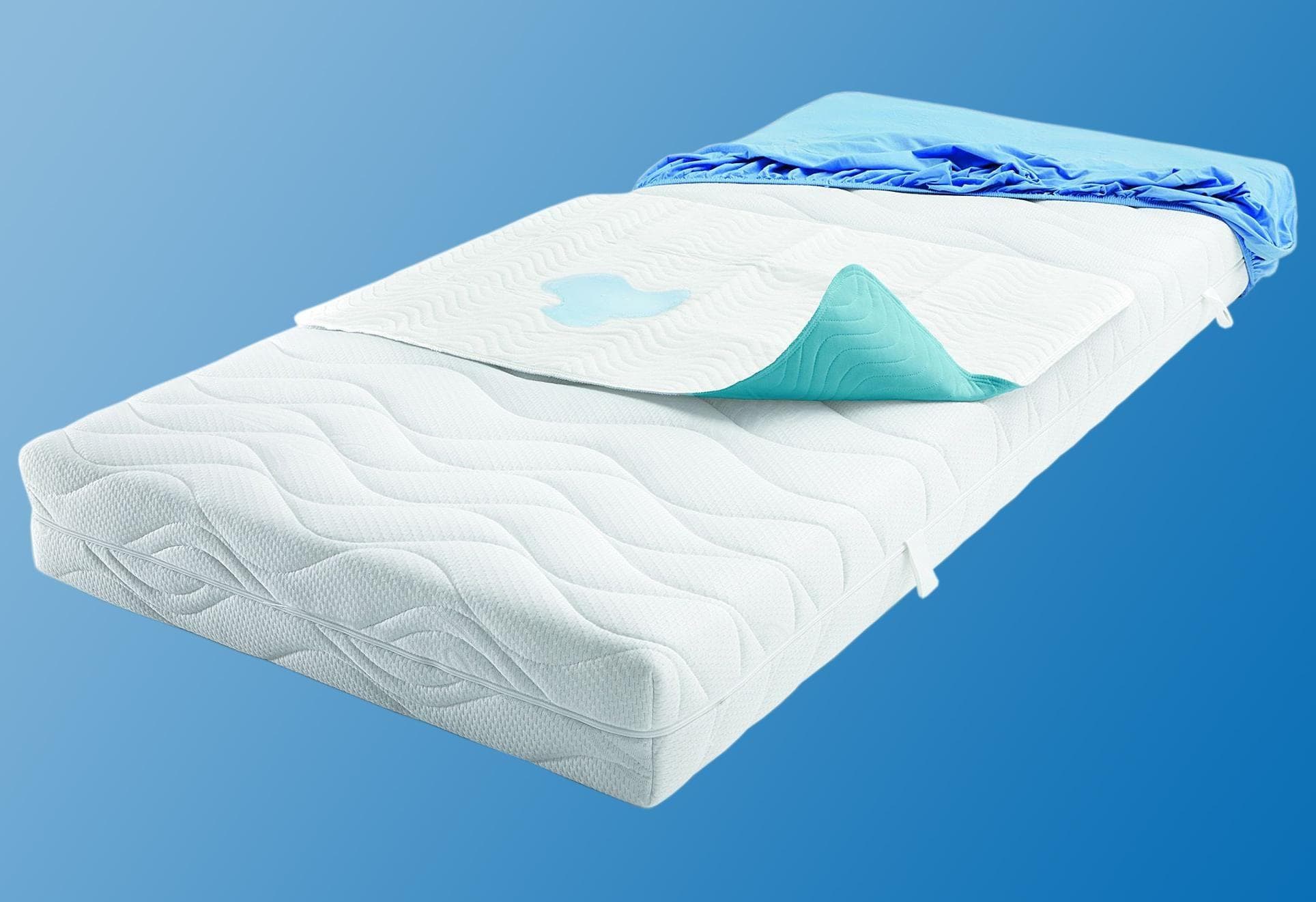 Dormisette Inkontinenzauflage 5-lagig Weiß/Blau Wasserdicht