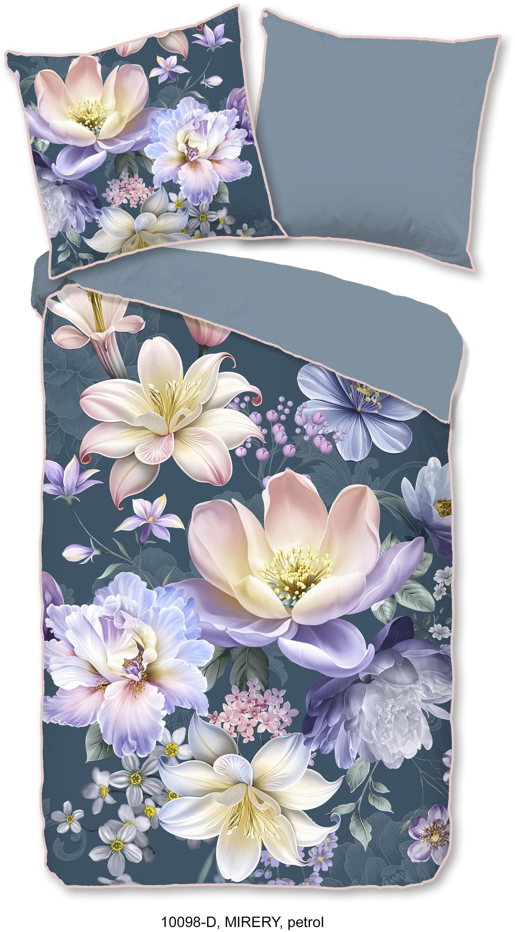 Descanso Wendebettwäsche Mirery Petrol 100% Baumwolle Satin