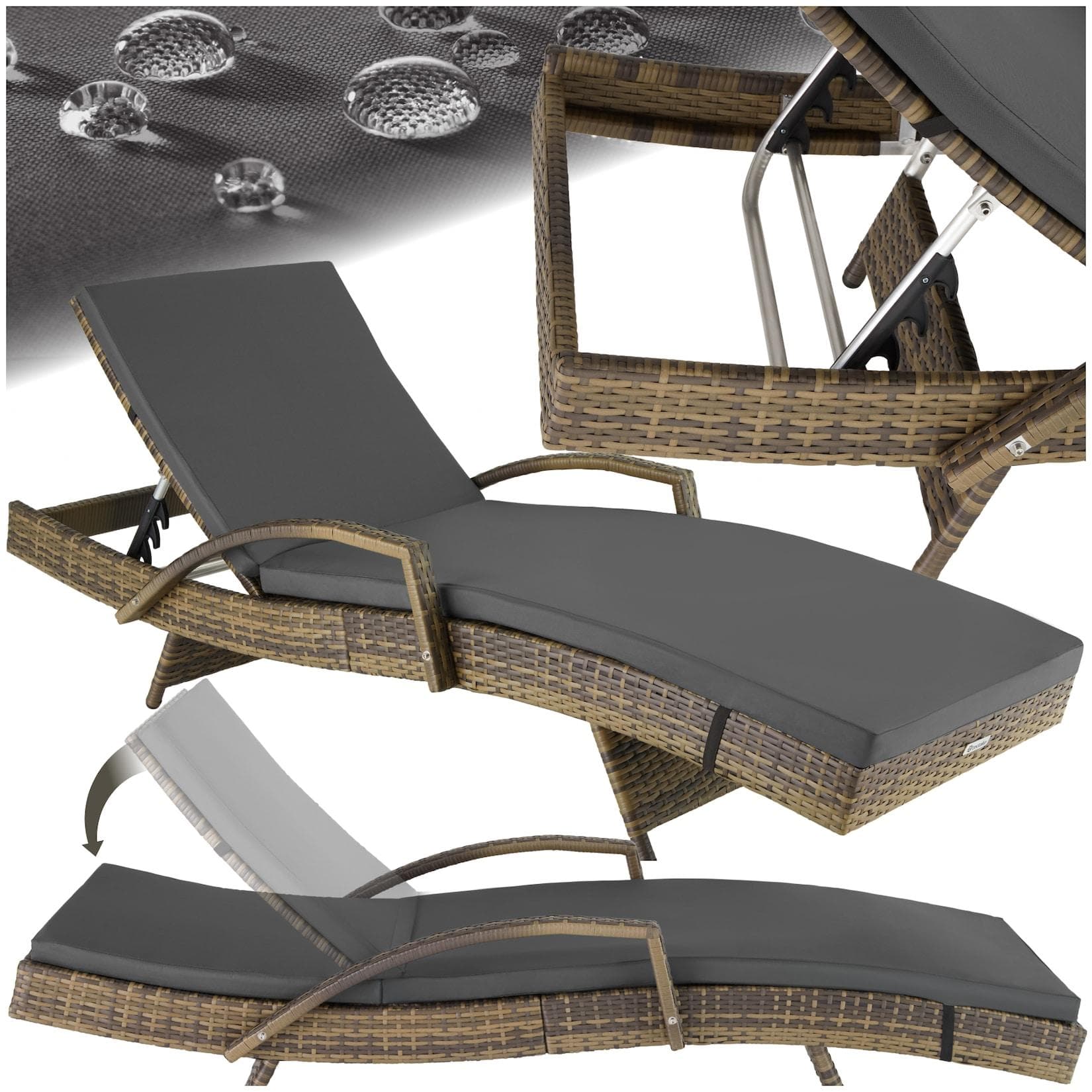 TECTAKE Rattan Sonnenliege Océane: Luxuriöser Komfort mit Aluminiumgestell