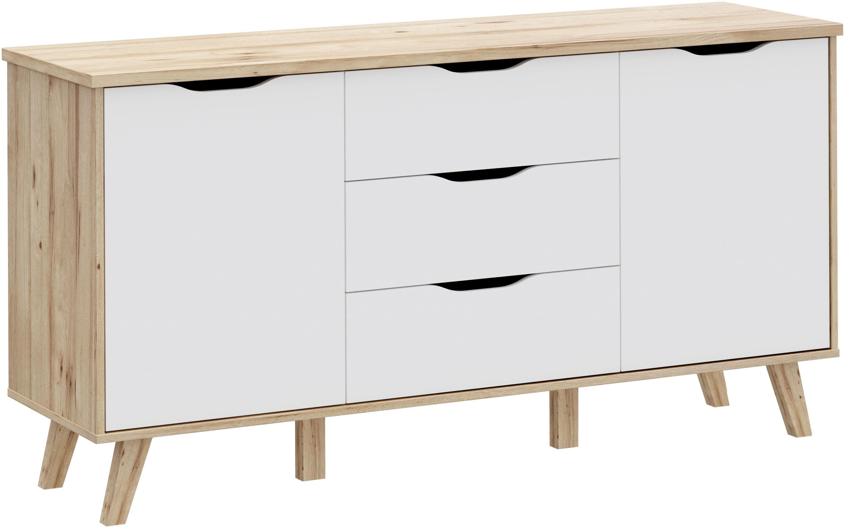 FORTE Sideboard Vankka Anrichte Planked Eiche Weiß