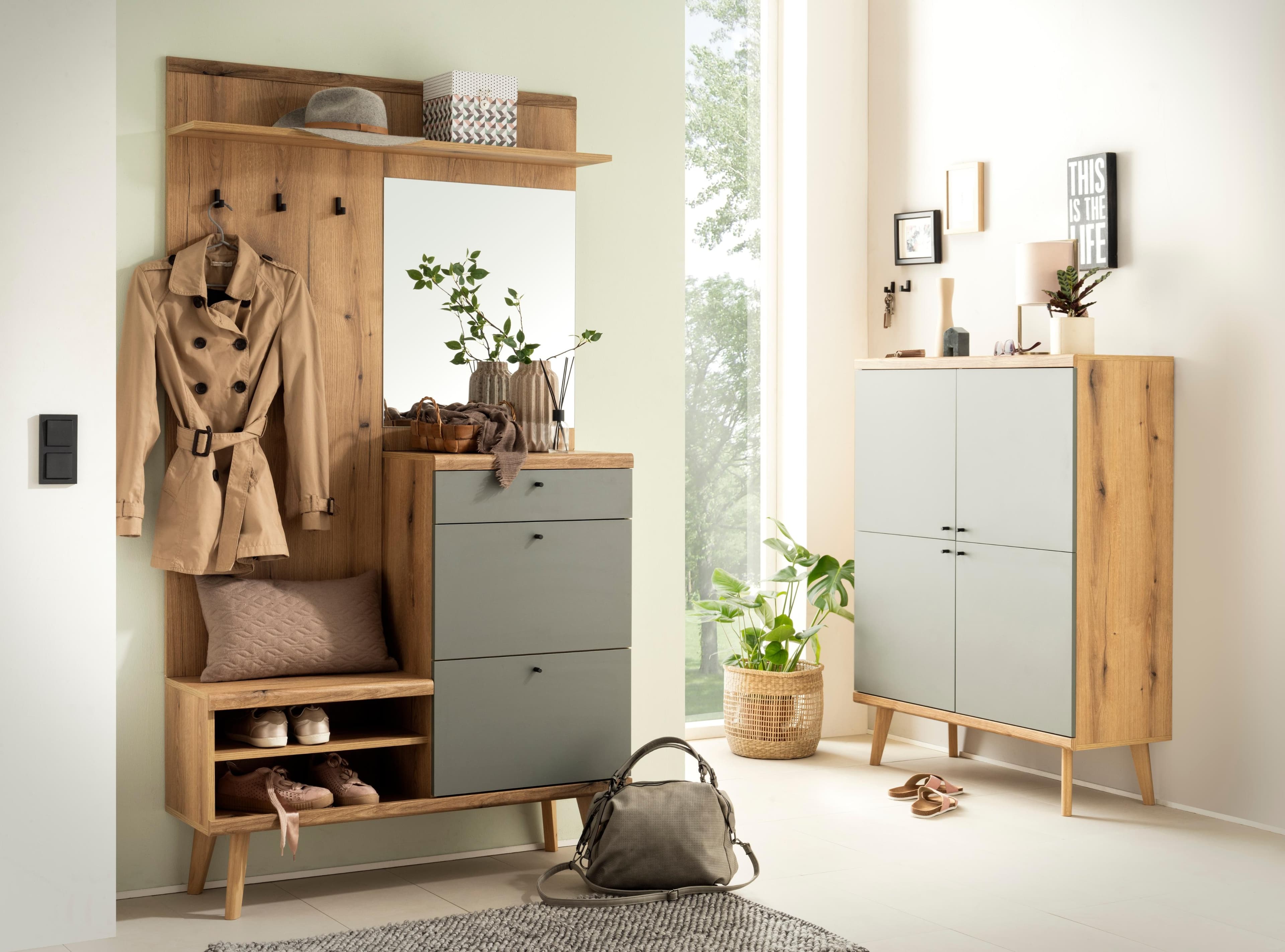 HOME AFFAIRE Mavas Garderoben-Set Scandic Design Braun/Salbei