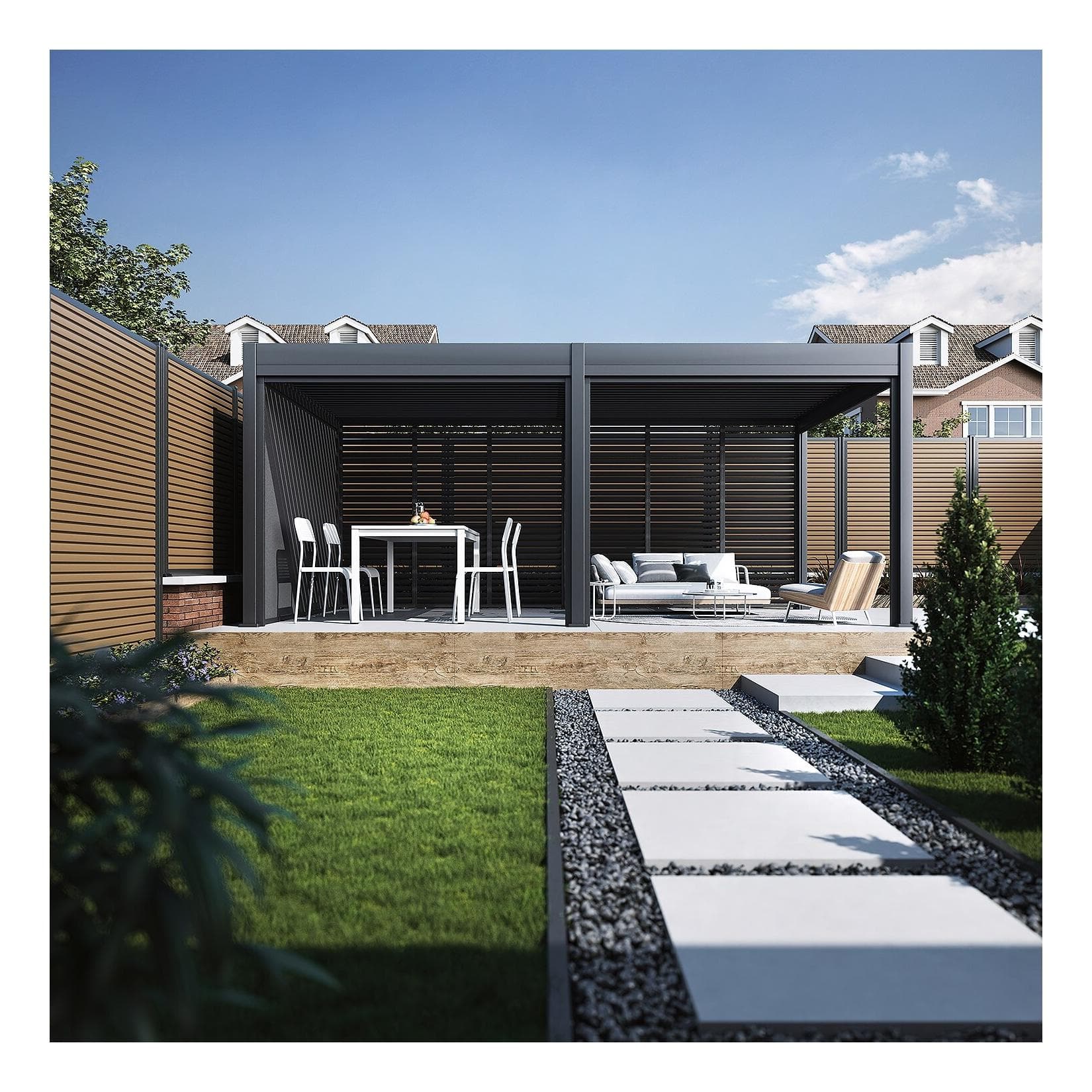 Bellavista Pergola Oasis 3,6 x 6m Anthrazit Lamellen Dach
