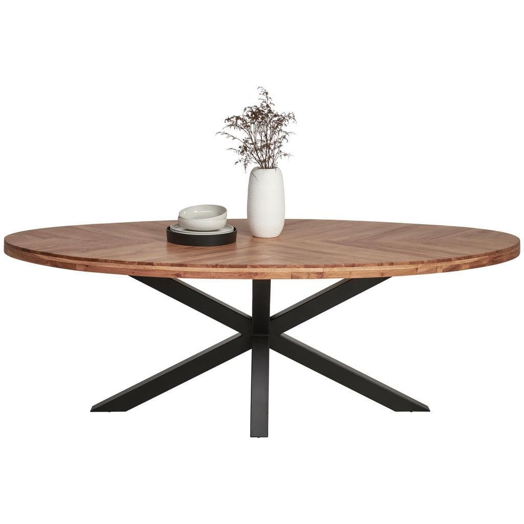 Ambia Home Esstisch oval eckig Akazie teilmassiv Natur Schwarz