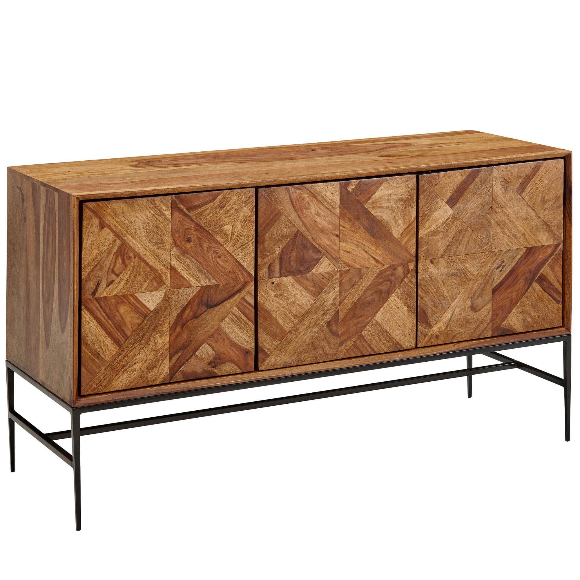 Wohnling Sideboard WL6.559: Industrial Design Sheesham Massivholz Metall
