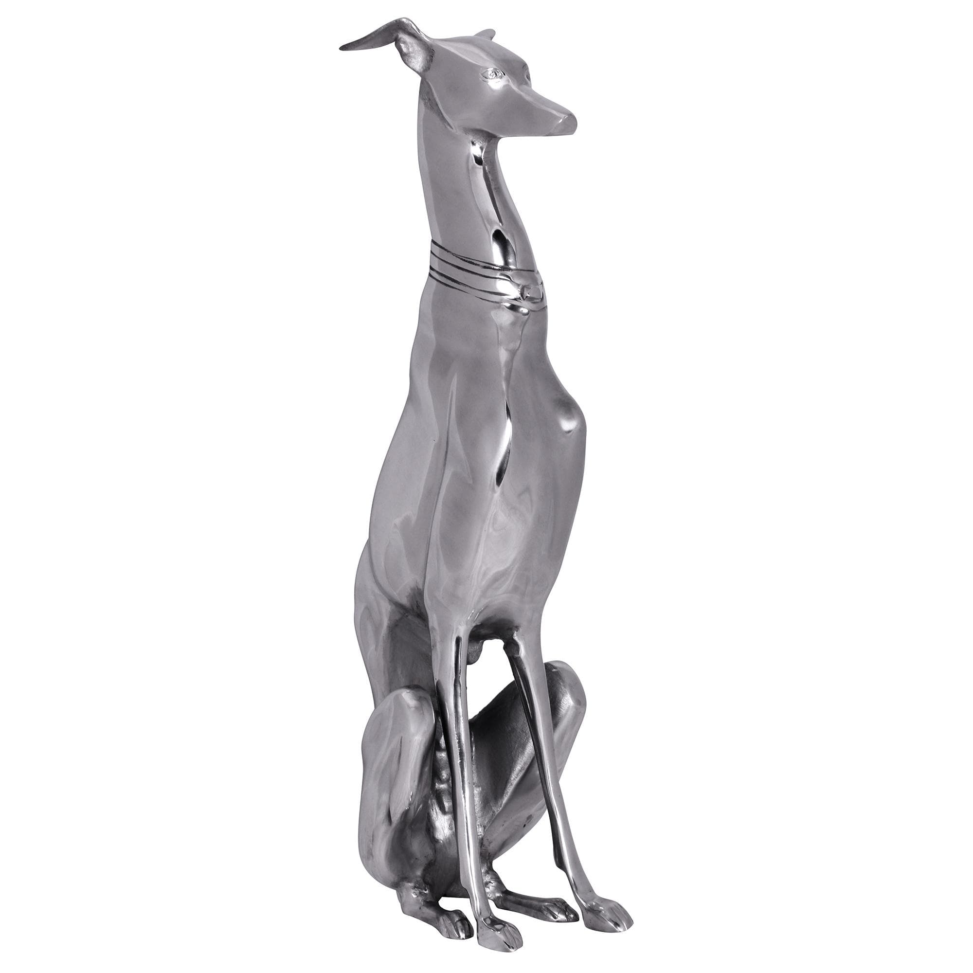 Wohnling Tierfigur Windhund Aluminium Silber Modern - Dekofigur Hundestatue