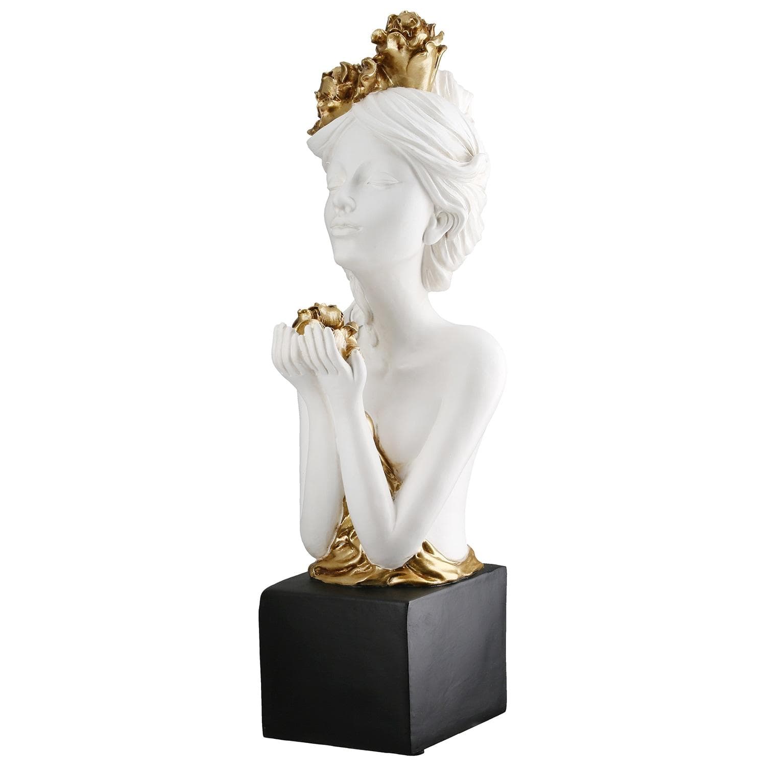 Dekofigur GILDE "Skulptur Rosenliebe" Weiß Kunstharz