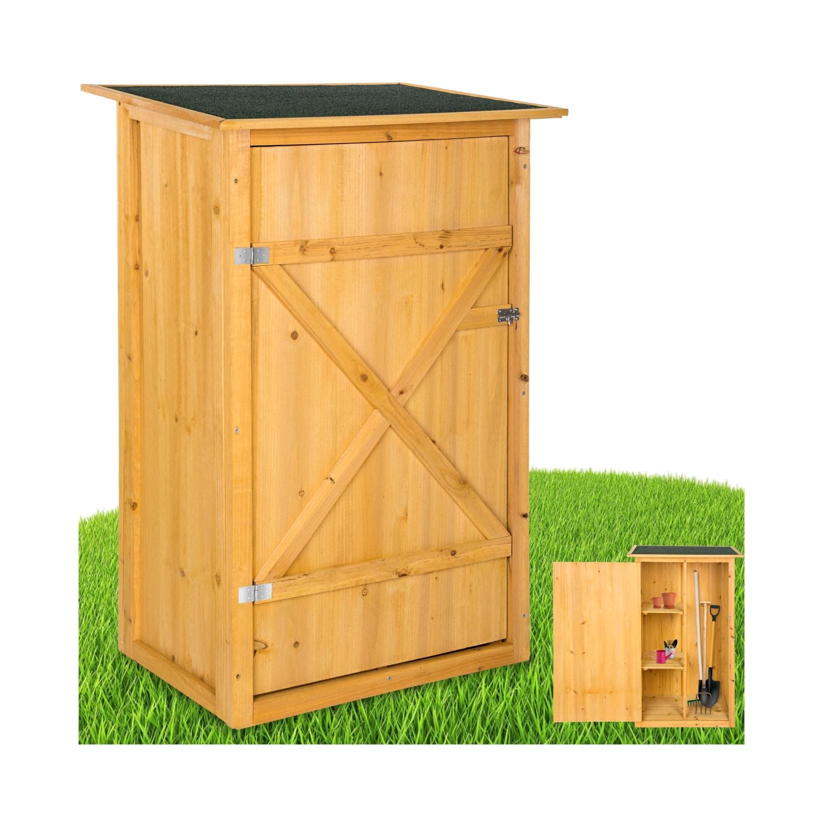 TECTAKE Gartenschrank mit Flachdach aus imprägniertem Nadelholz