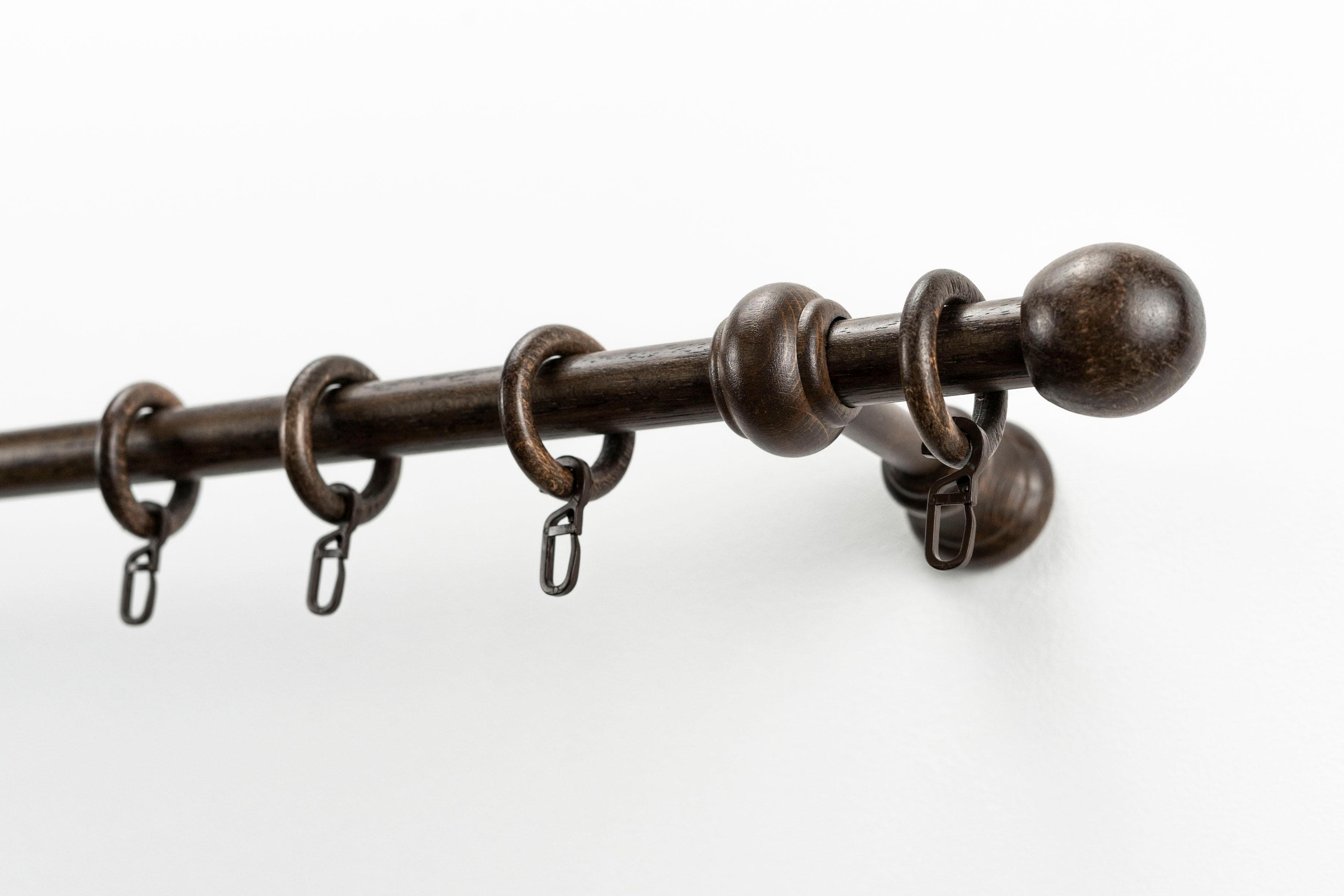 GARESA Barock Gardinenstange Holz Nussbaum Verlängerbar