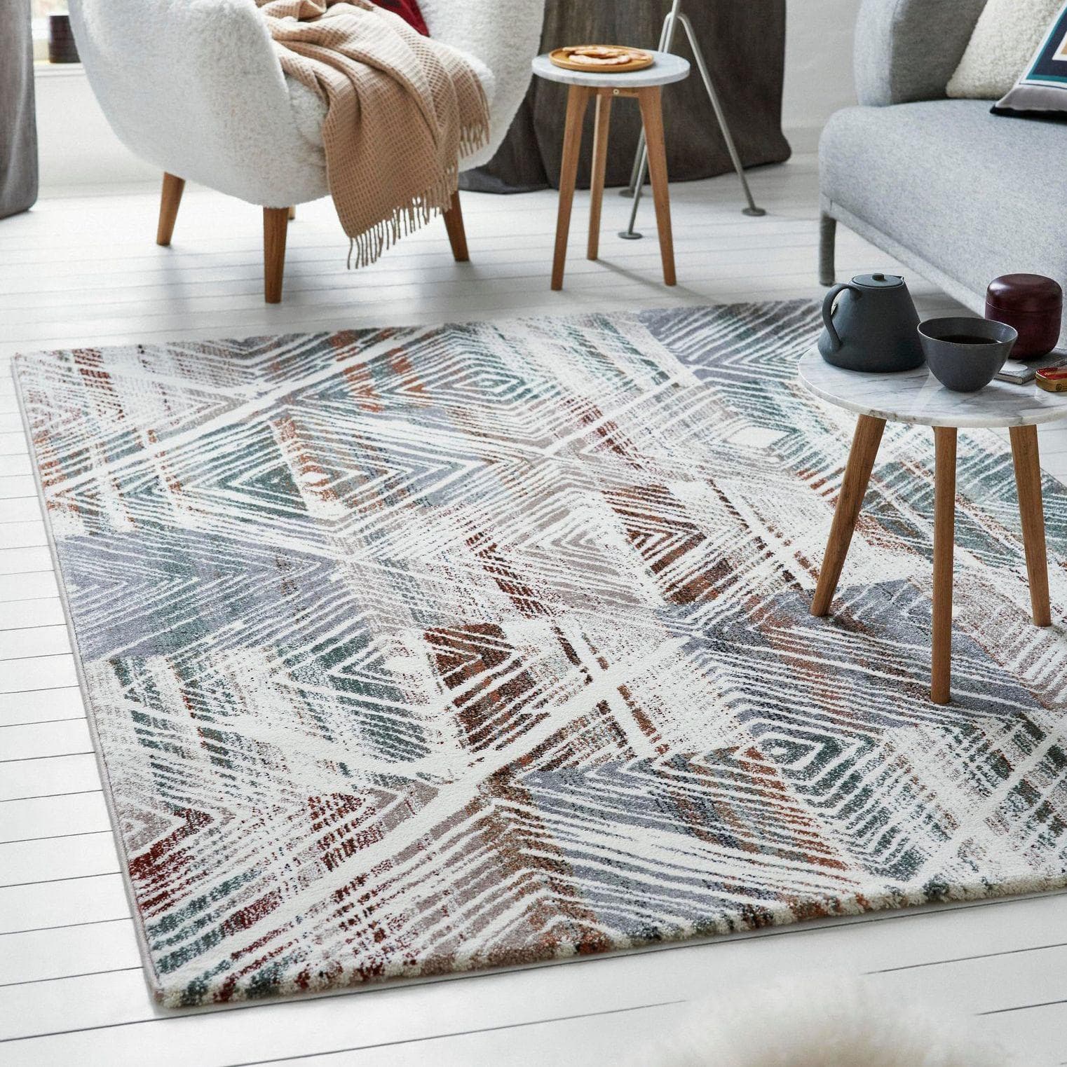 ESPRIT Teppich Cuba Braun Grün Geometrisch Kurzflor