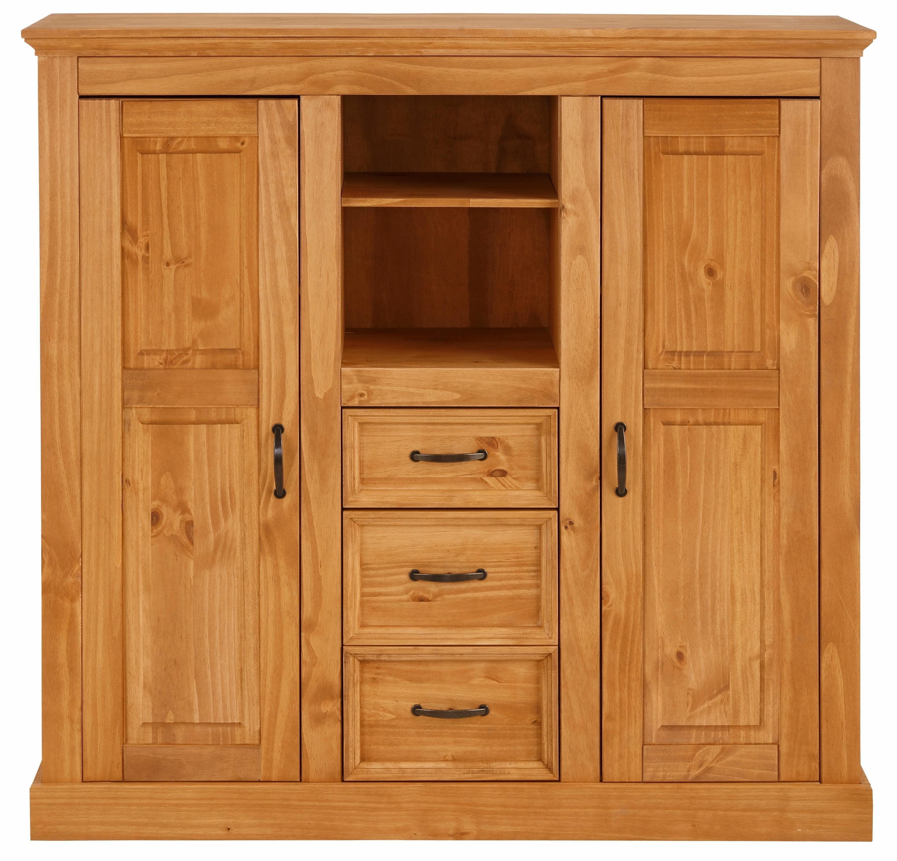 OTTO HOME Selma Highboard Beige Massivholz Landhausstil