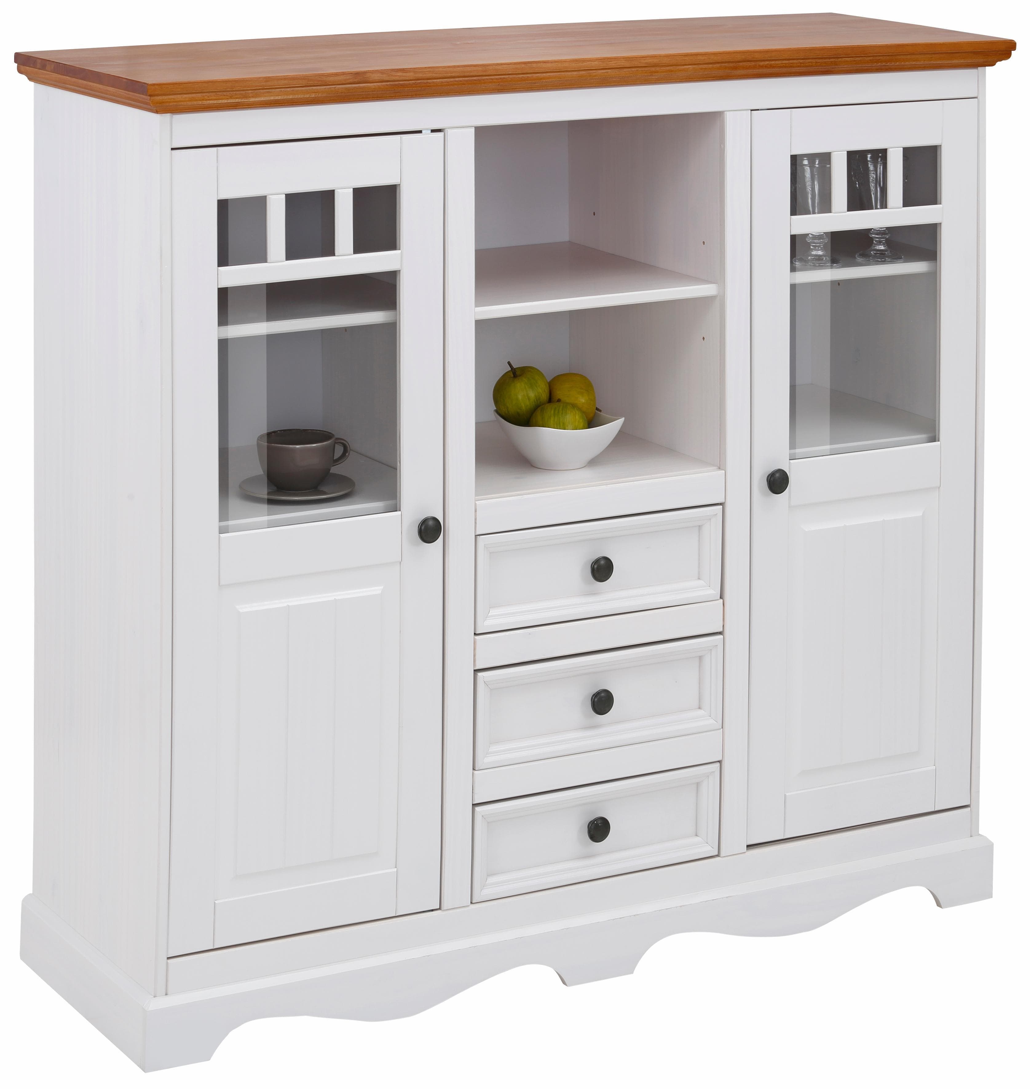OTTO HOME Highboard Melissa Weiß Honigfarben Landhausstil