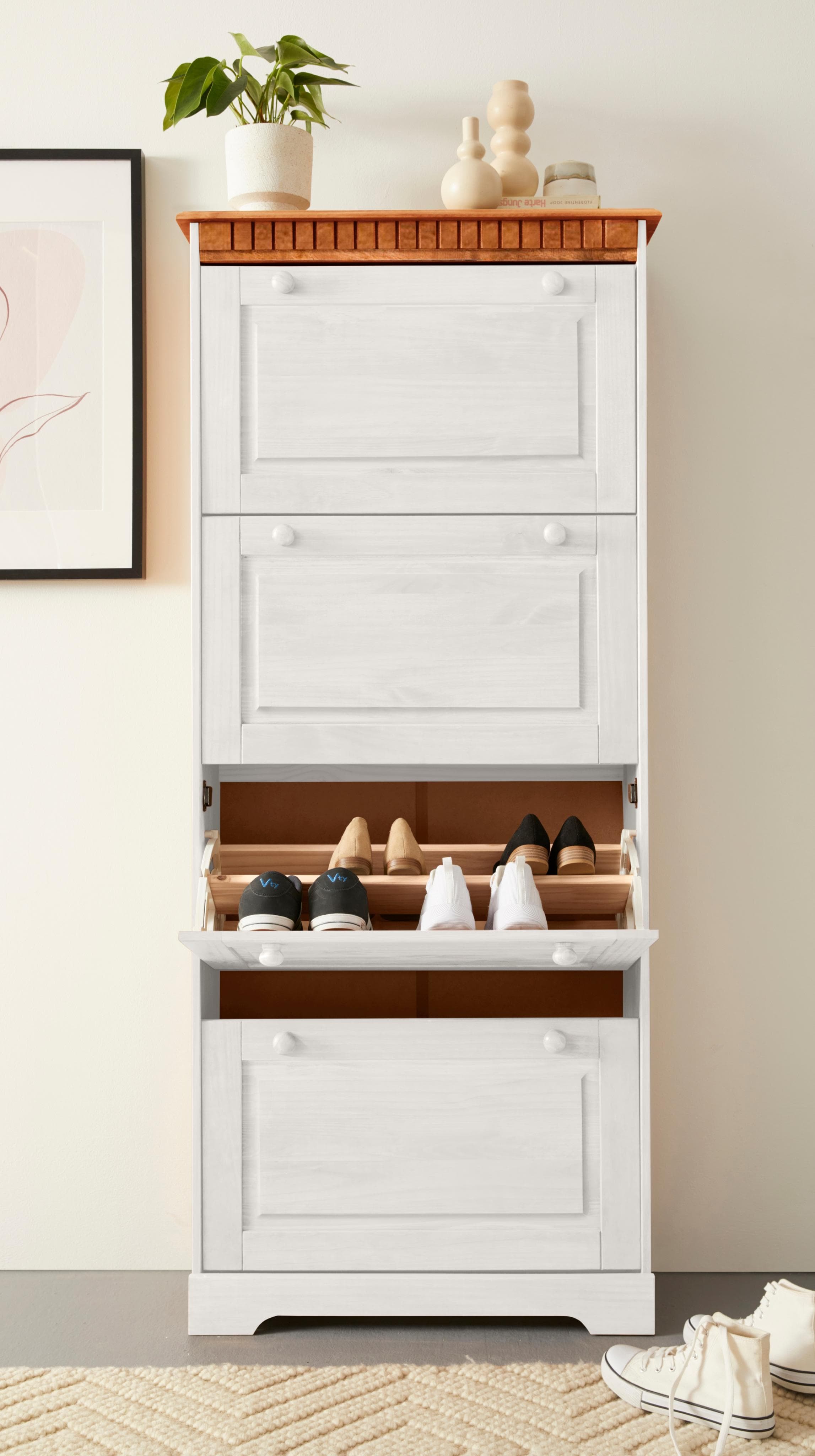 OTTO HOME Schuhschrank Lisa Weiß 4 Klappen FSC Holz
