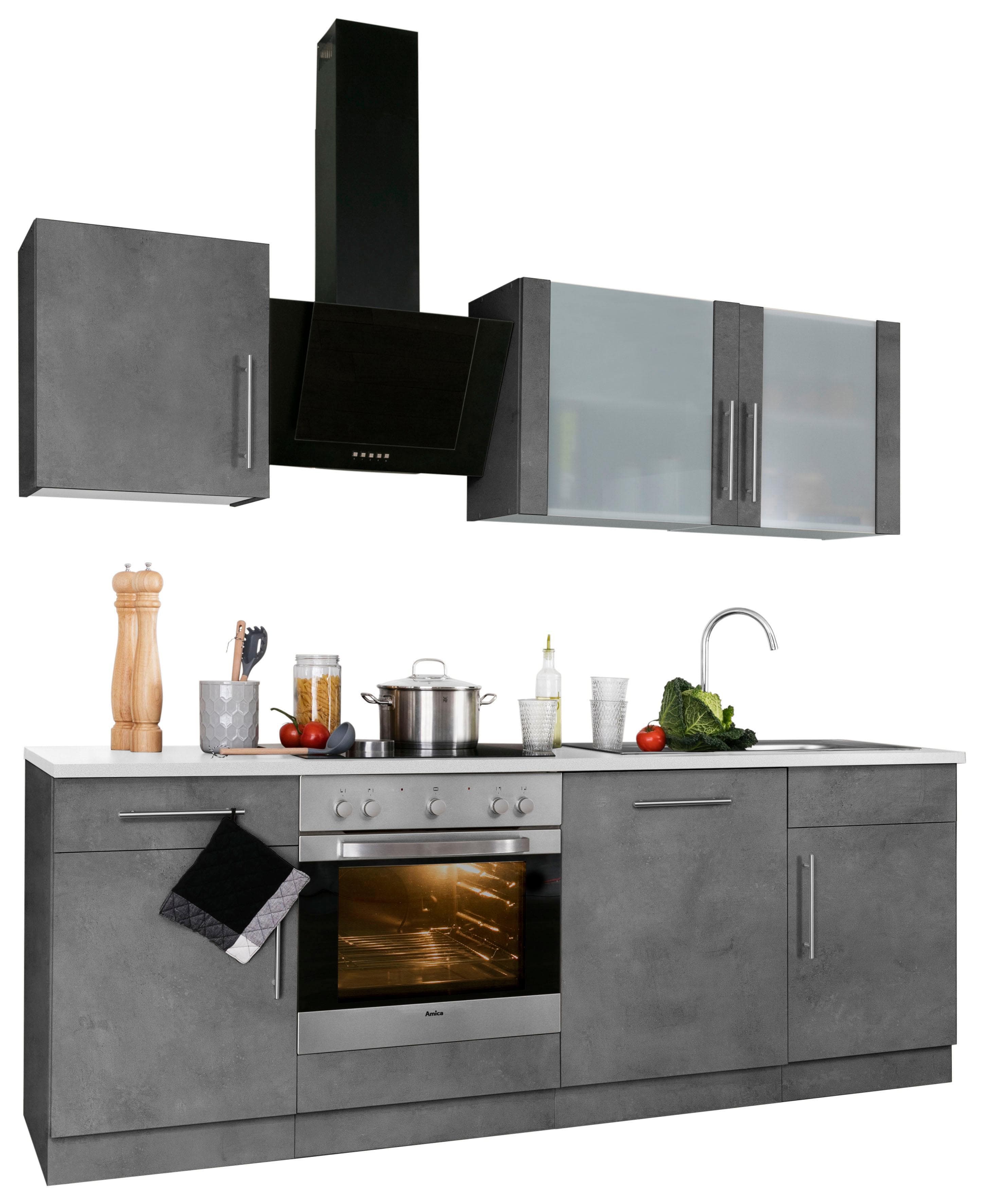 Wiho Küchenzeile Cali Grau Betonfarben Canvas Grau 220cm