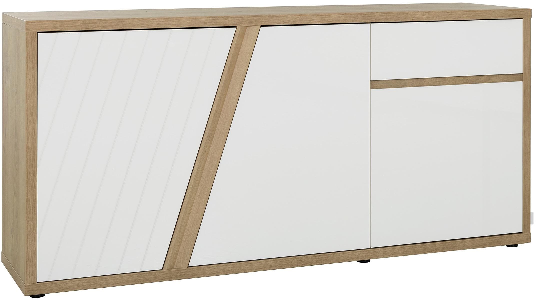 Sideboard GAMI EPURA Weiß Eiche Nachbildung 3 Türen 1 Schublade