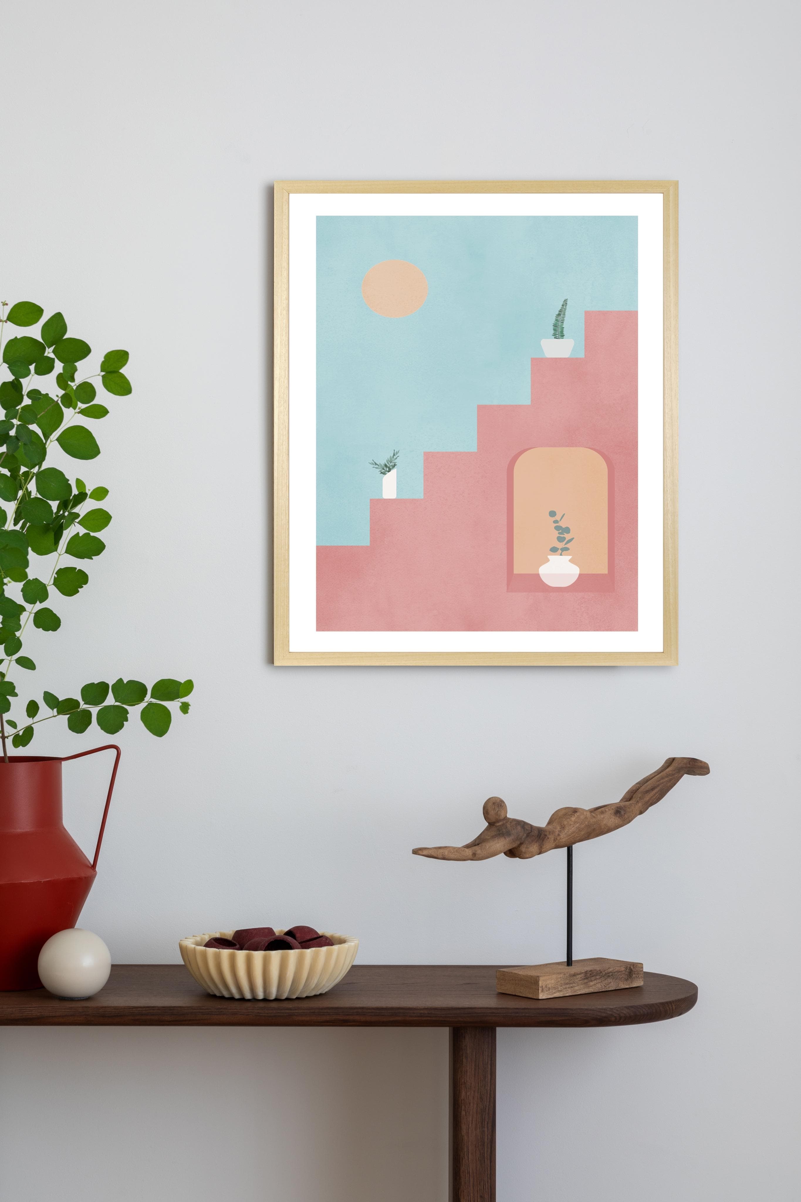 Moderner Abstrakter Kunstdruck auf Holz, Papier und Plexiglas