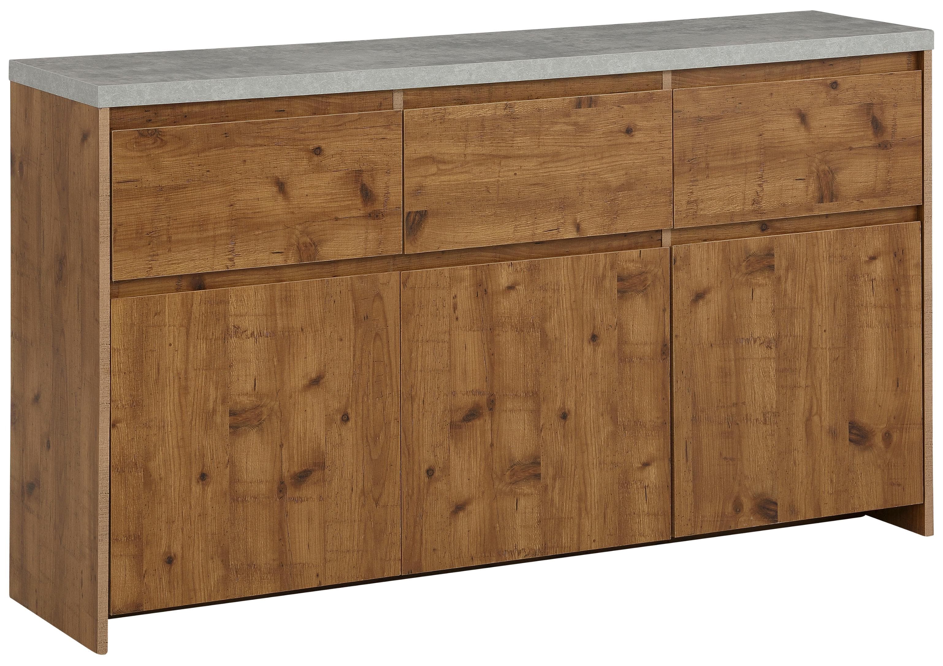 OTTO HOME Highboard Maribo Beige Grifflos mit Betontopplatte
