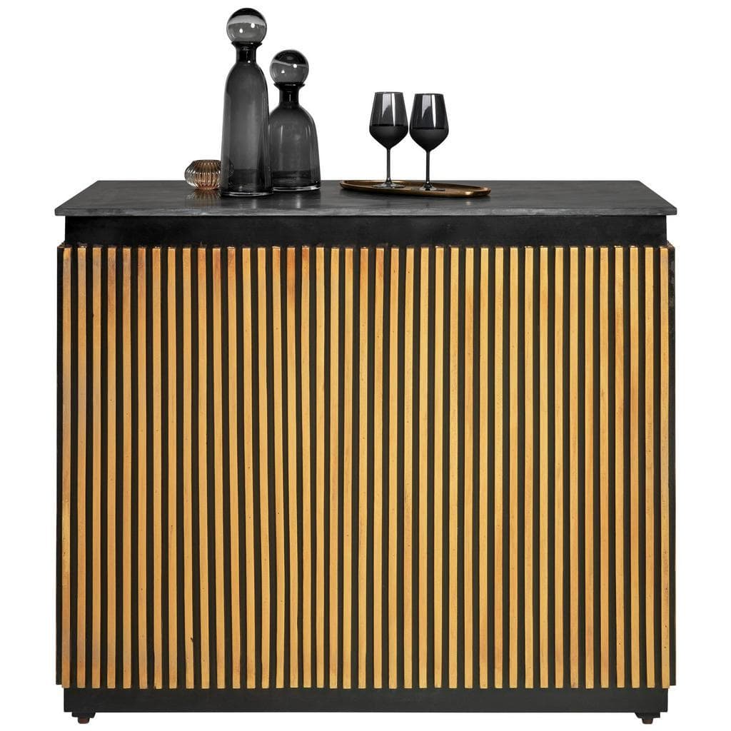 Ambia Home Barschrank Schwarz Gold Eukalyptus Mangoholz