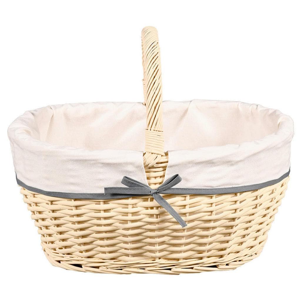 Kesper Aufbewahrungskorb aus Weidengeflecht mit Textiler Polsterung