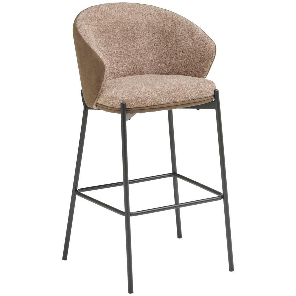 Mid.you Barhocker Braun Metall Textil Rundrohr Esszimmer Barhocker