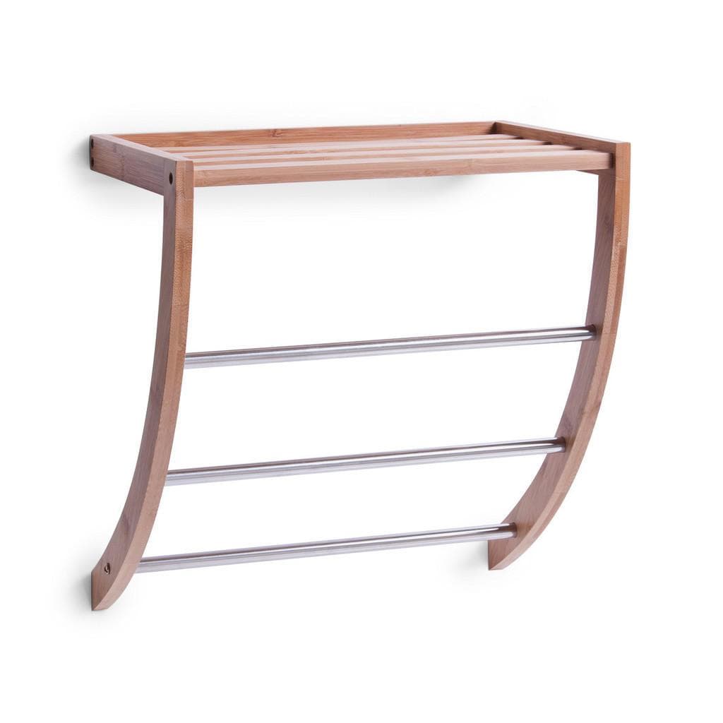 Zeller Present Ablageregal Handtuchregal Bambus Metall verchromt