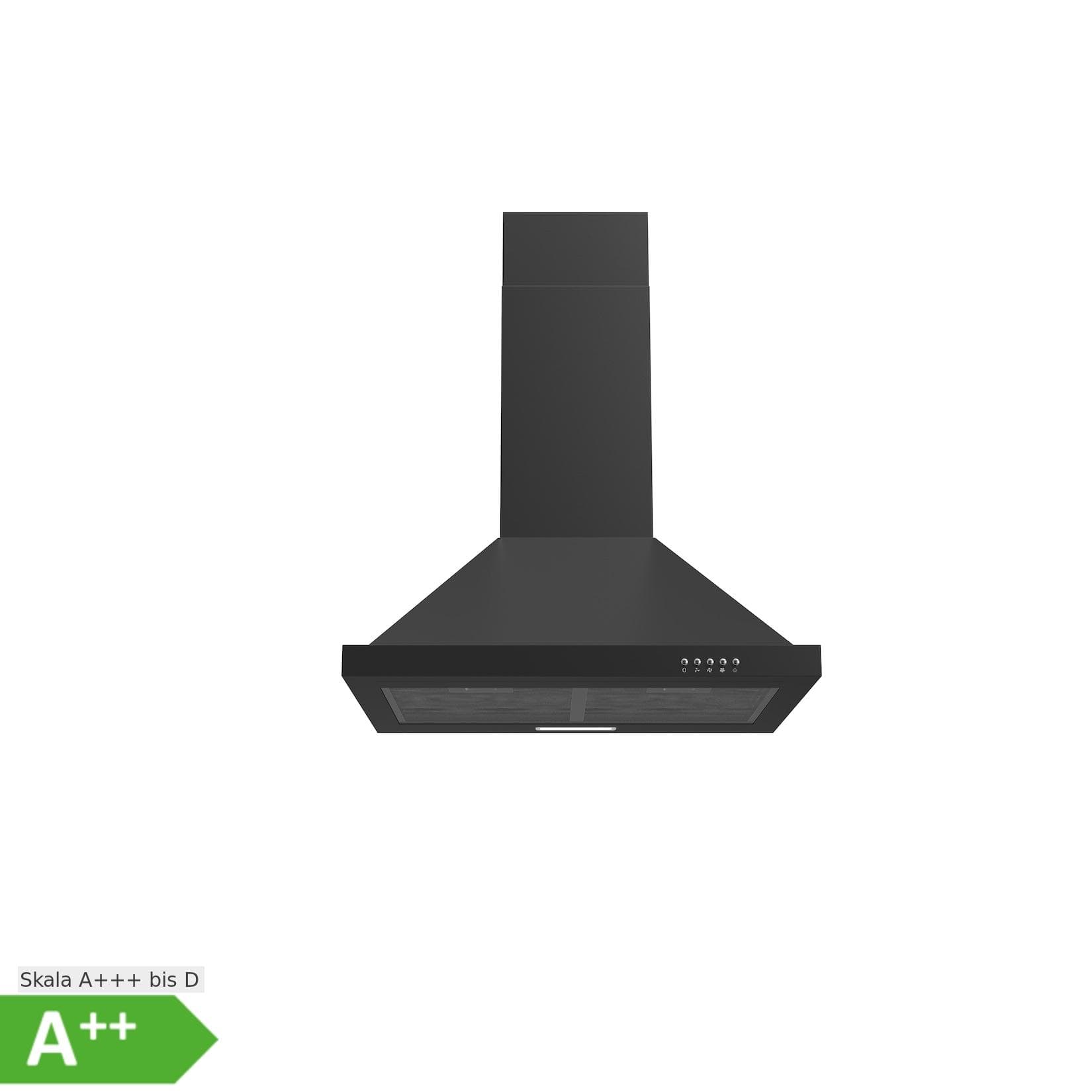 PKM Dunstabzugshaube 6090BV Kaminhaube Schwarz Lackiert
