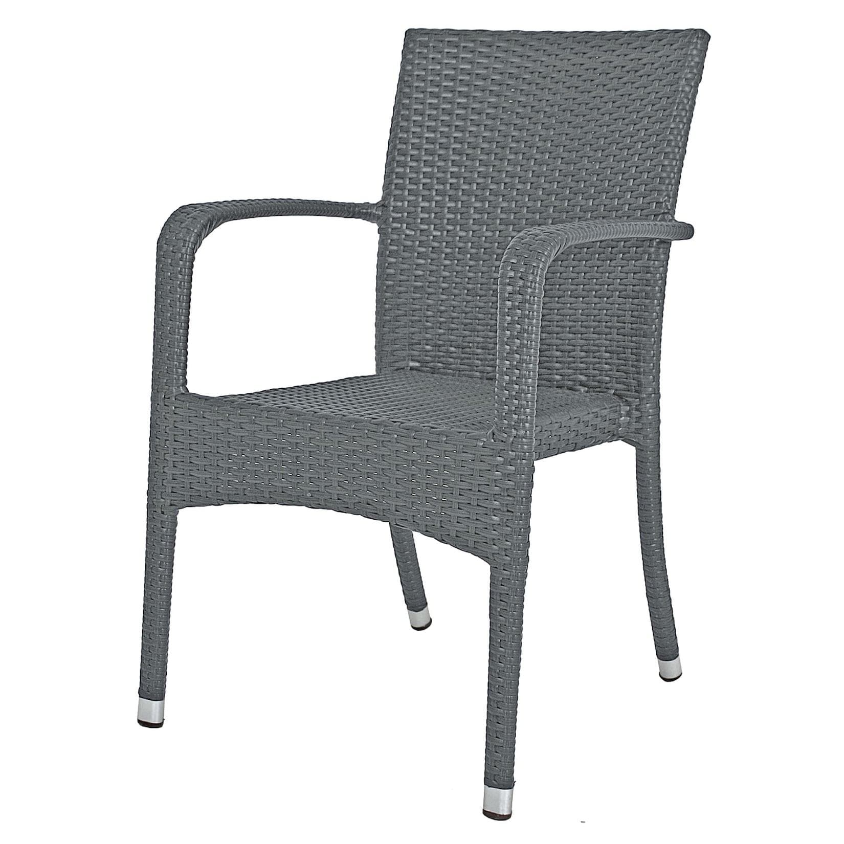 Garten-Stapelstühle aus Rattan-Optik (2er Set), grau