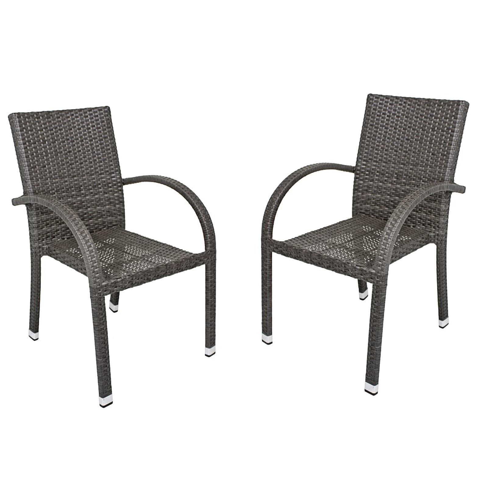 Stabile Alu-Stapelstühle in Rattan-Optik für Garten, Terrasse & Balkon (2er Set)