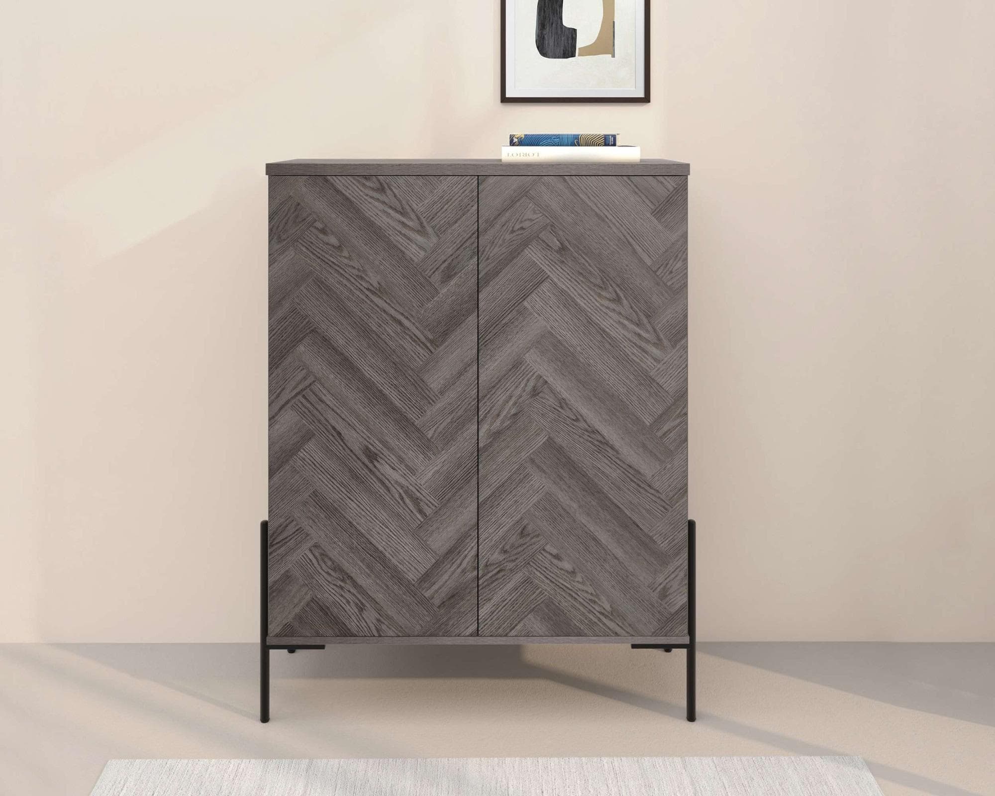 Highboard LEONIQUE Eadwine Weiß Eiche