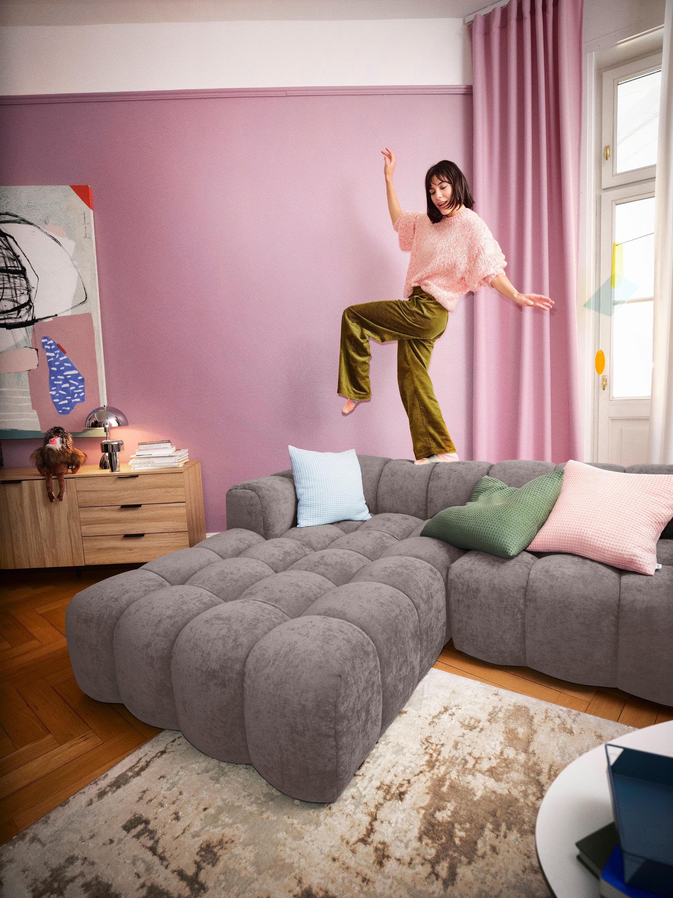 OTTO HOME KALLIE Ecksofa L-Form Taupe Polyester Chenille