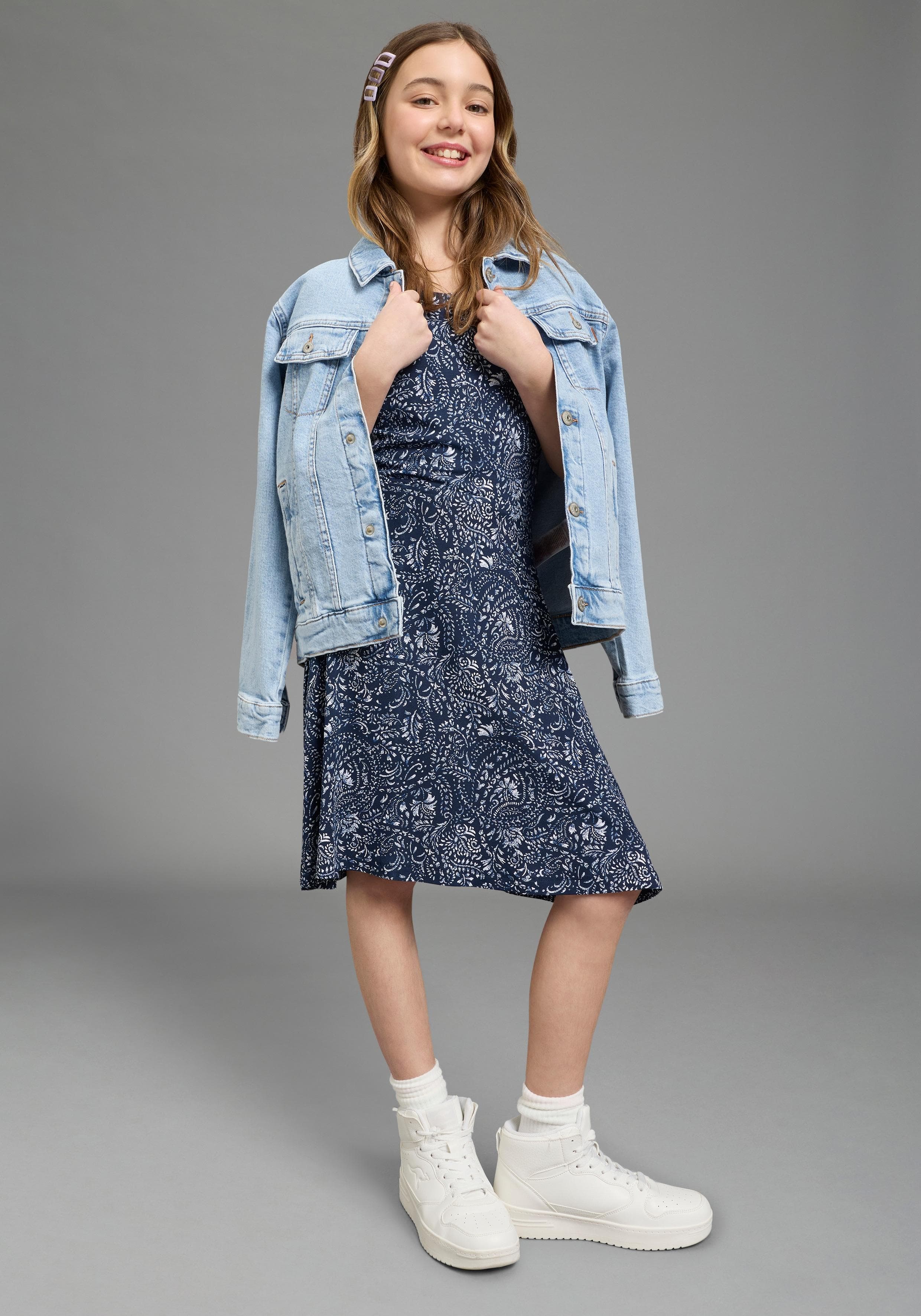 KIDSWORLD Jerseykleid Viskose Paisley marine 140/146