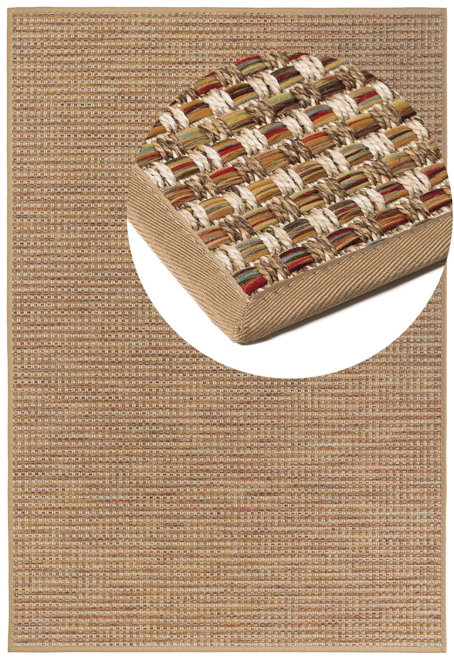 Robuster Teppich in Braun und Hellbraun mit Weboptik und Bordüre