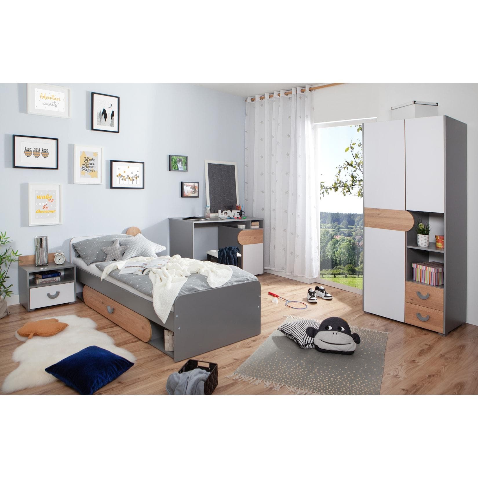 TiCAA Jugendzimmer Mira 4-tlg. Grau