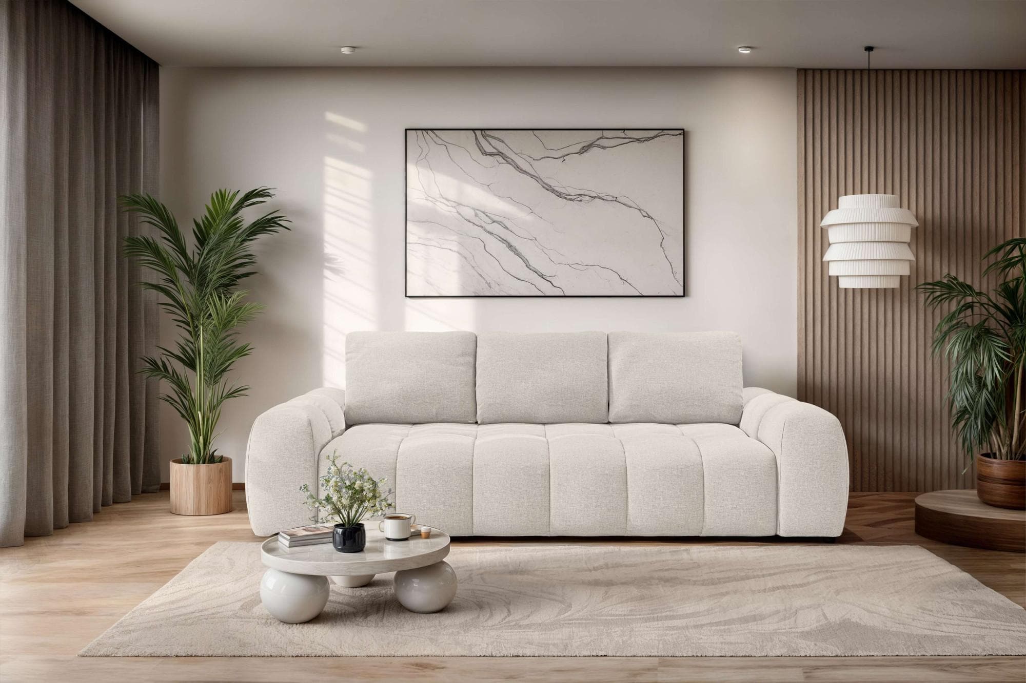 OTTO HOME 3-Sitzer Sofa AZITA Beige mit Bettfunktion