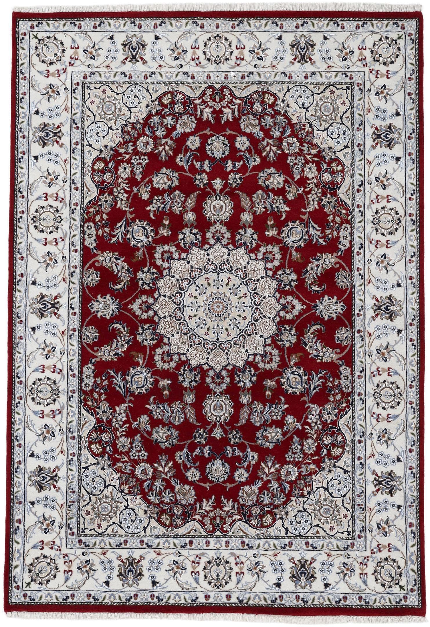 WOVEN ARTS Orientteppich Nain Handgeknüpft Rot