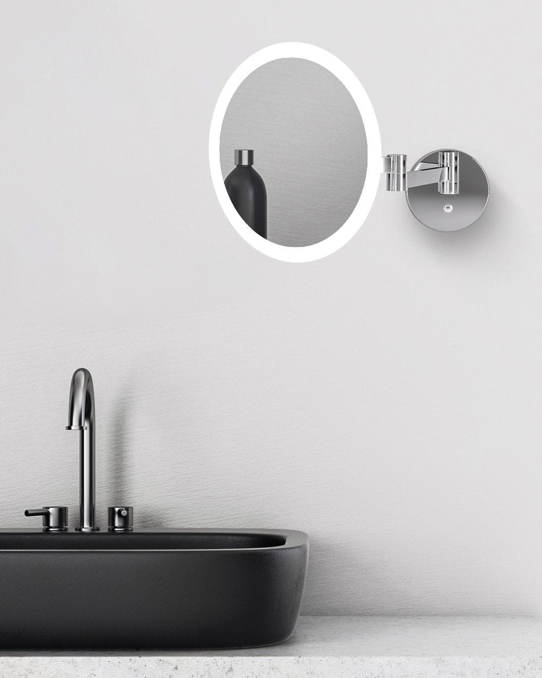 Schminkspiegel TALOS Kreta weiß Messing 5-fach Vergrößerung