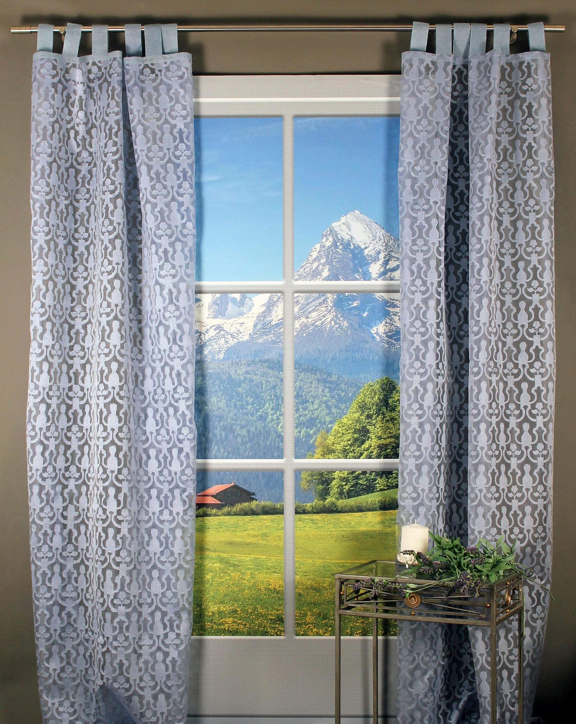 Gardine "Blausee" Schlaufenschal Florales Muster