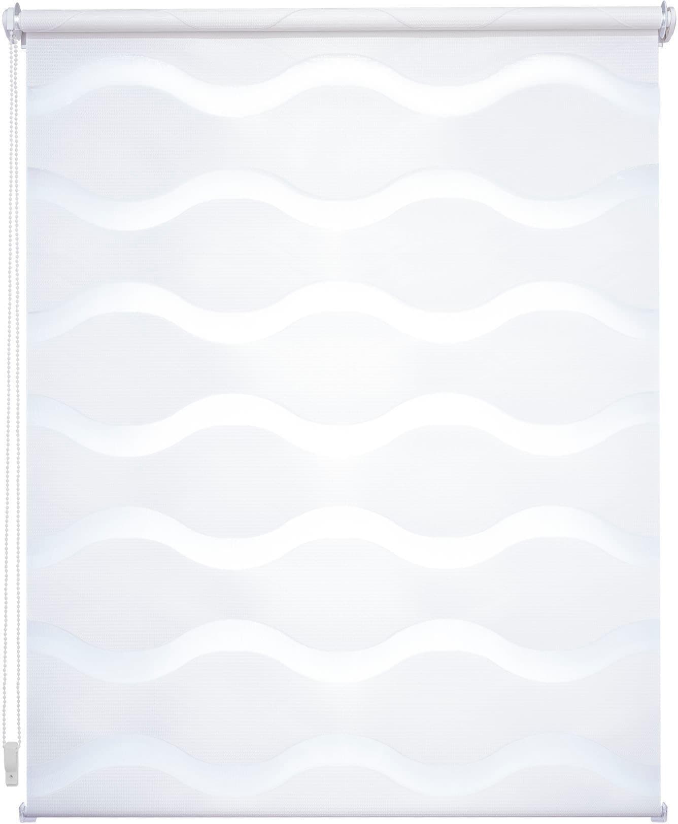 LIEDECO Doppelrollo Wave Weiß Klemmfix mit Wellenmuster