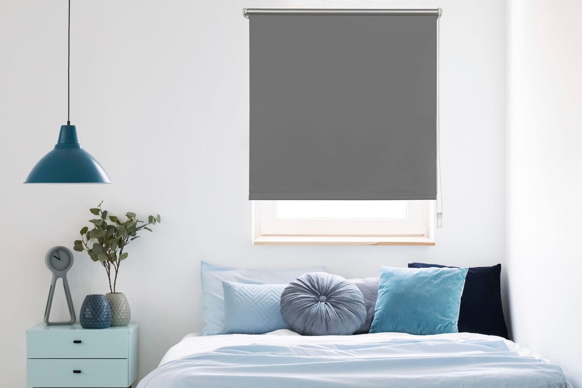 MYDECO Seitenzugrollo Thermo Win Rollo grau weiß