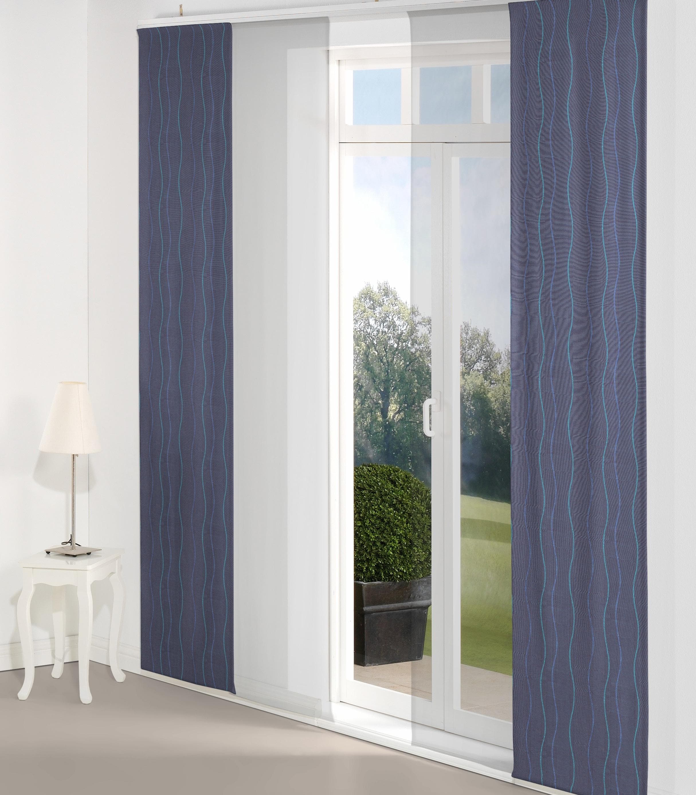 Schiebegardine WIRTH Sepino Blau Jacquard Baumwolle Polyester