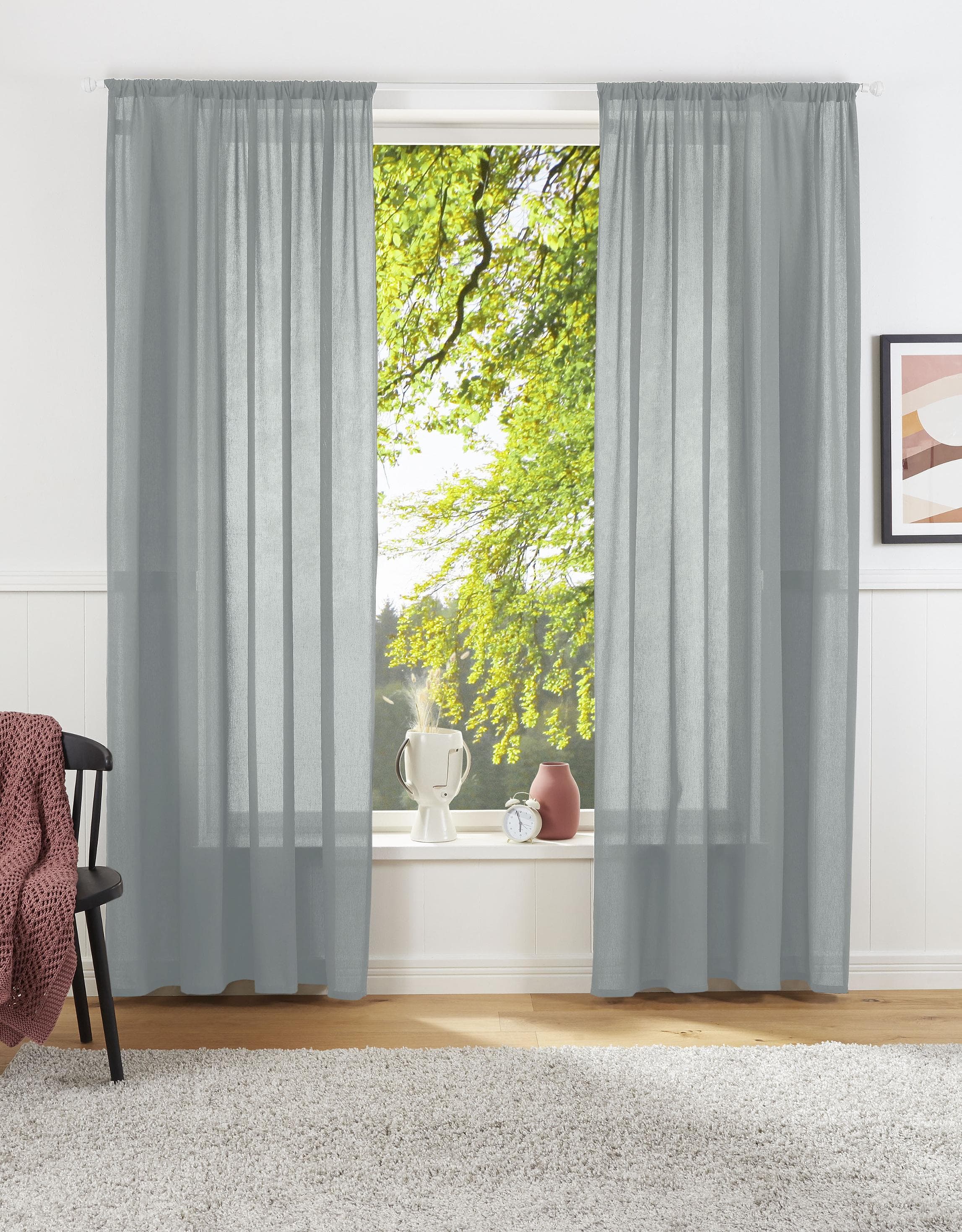 Vorhang 'Lanea' Mint Leinenoptik Baumwolle-Polyester